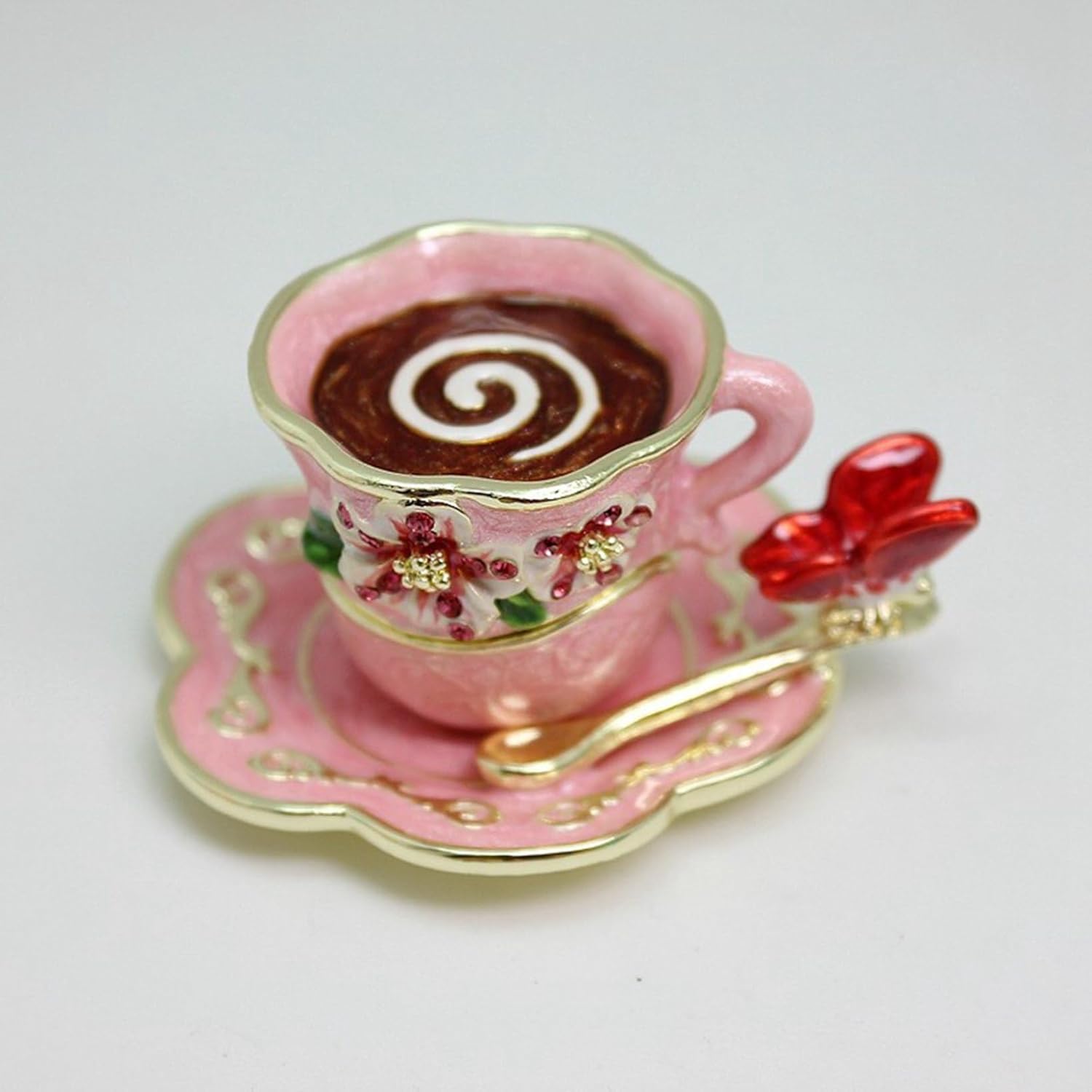 エナメル コーヒーカップ ジュエリーボックス トリンケットボックス ジュエリー入れ 小物入れ リング ネックレス アクセサリー 女性 宝石箱 装飾品 ホーロー ケース 収納箱 置物 結婚式 インテリア