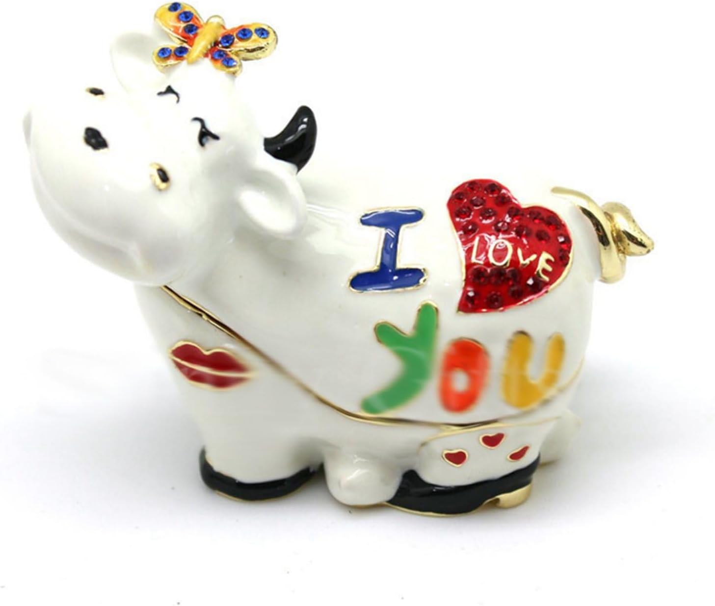乳牛 ジュエリーボックス クリスタル合金製動物 トリンケットボックス 萌え かわいい 小物入れ 置物 アクセサリー収納 記念日 結婚式 バレンタインデー インテリア ホームデコレーション｜Funny Life 店 8,181円