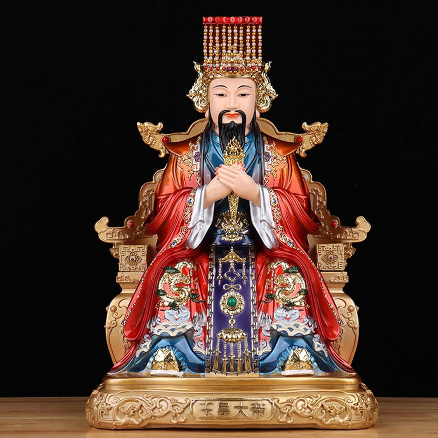 玉皇大帝 西王母 樹脂製 工芸品 置物 神話上の人物 風水グッズ インテリア飾り 運気上昇 開運グッズ 邪気除け 道教美術品 彩絵 お守り 魔除け 玄関 贈り物 敬老の日 リビング 書斎 家用 L
