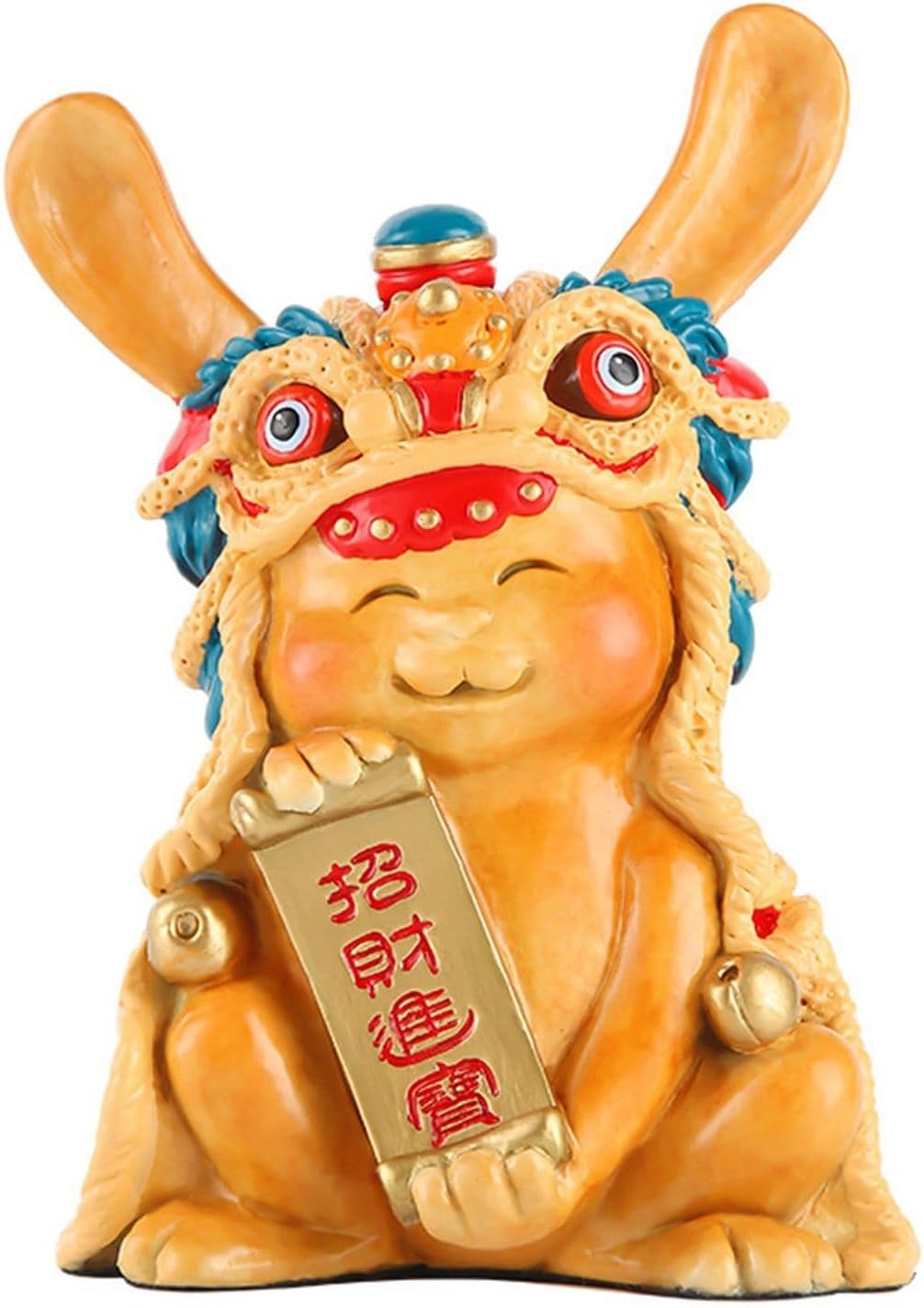 獅子舞のウサギ 干支 ウサギ 兎 卯 置物 縁起物 可愛い 真鍮製 萌え 癒しグッズ 動物 クリエイティブ インテリア飾り パーティー クリスマス バレンタインデー 正月 新年 オブジェ シンプル イ｜Funny Life 店