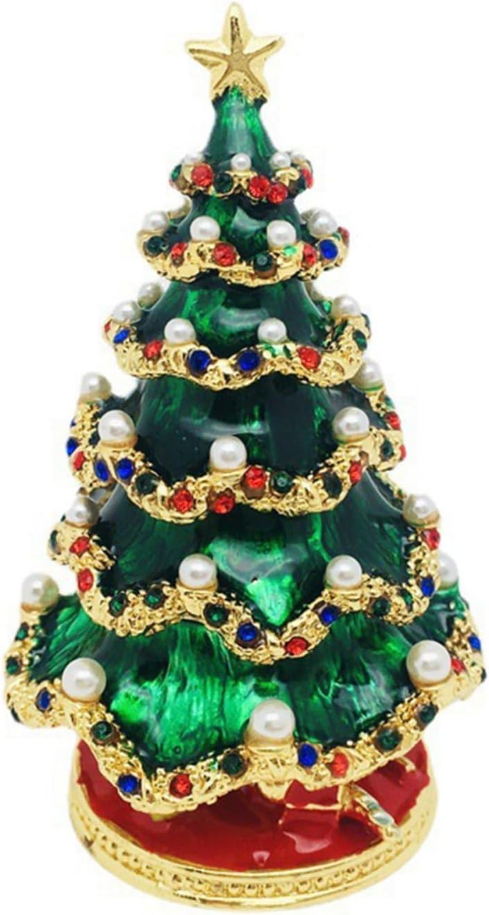 クリスマスツリージュエリーケース クリスタル トリンケットボックス 小物入れ 置物 ボックス 植物 彫像 おしゃれ 面白い アクセサリー収納 卓上装飾品 クリスマス インテリア プレゼント ギフト
