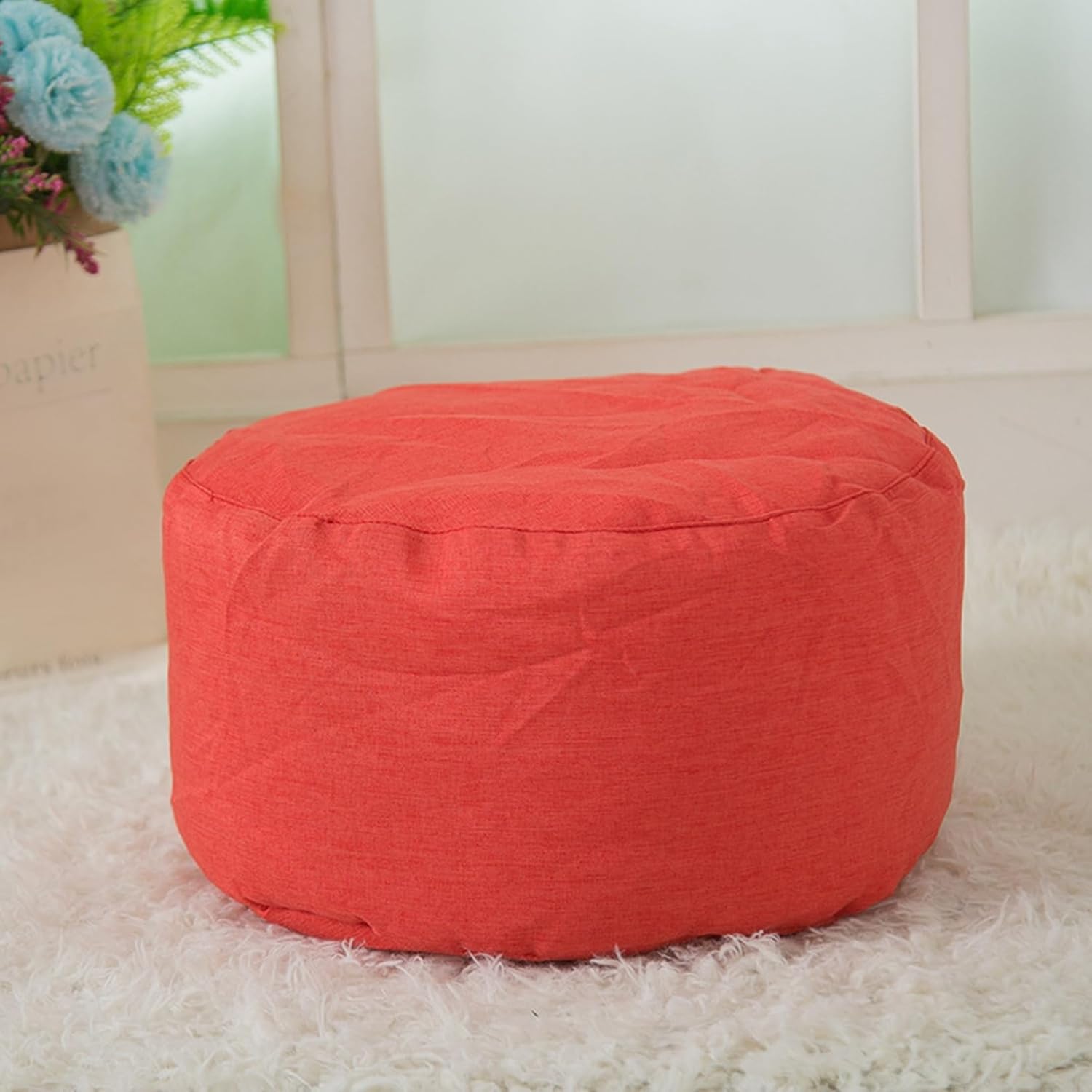 座布団 リネン 丸型 クッション ふっくら 厚手 椅子用 シート 腰痛改善 食事 お昼寝 テレワーク オールシーズン 在宅勤務 ふかふか シンプル 無地 コジット 軽量 長時間 年間使える 20*40