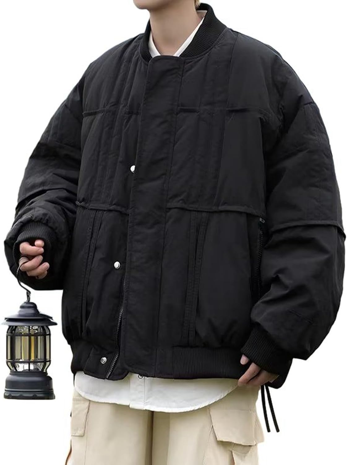 上衣 メンズ 立ち襟 アウター 落ちこむ上衣 中綿 前掛け 上衣 発条 秋服 防風防寒 あったかい ホンブルグ帽 生あたたかい 厚さ コンフォート 分かりやすい 着回し 表どおり系 秋冬