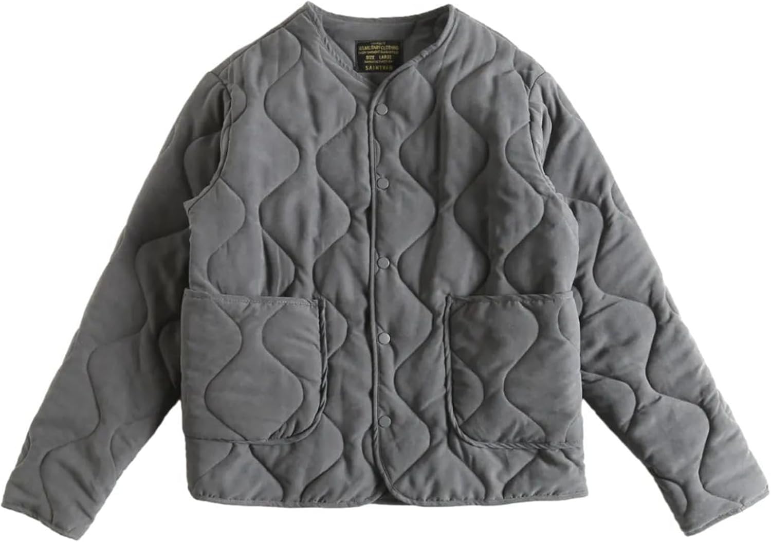 キルティング ダウンジャケット メンズ 襟なし コート 防寒ジャケット 長袖 ヴィンテージ M～3XL ゆったり ポケット付き 中綿入り アウター 冬服 中綿コート スナップ 秋冬 防寒 防風 厚手