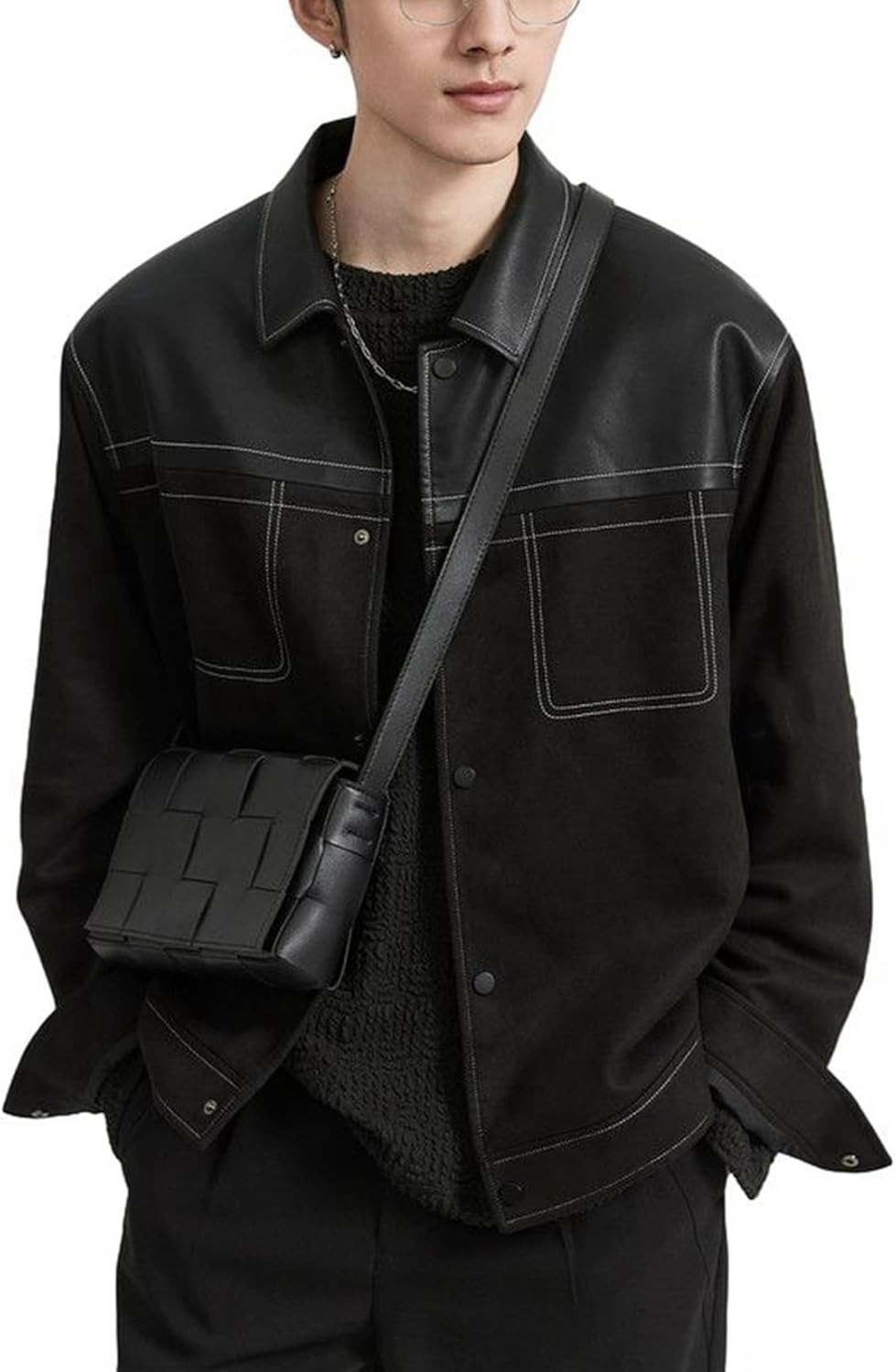ジャケット メンズ スエード 春秋 長袖 パッチワークジャケット ファッション ストリート 個性 アウター トップス カッコイイ ポケット付き 韓国風 デイリー 旅行 ハイキング お出掛け|Funny Life 店