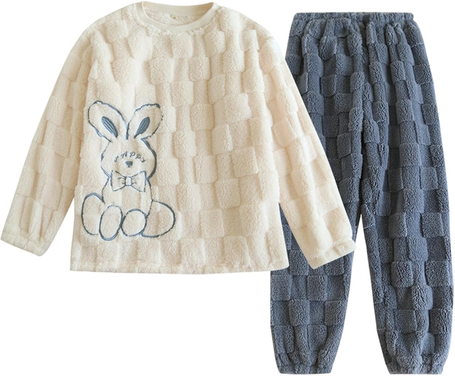 レディース パジャマ もこもこ フランネル ルームウェア メンズ 冬 ペア 可愛い ふわふわ ラウンドネック プルオーバープル ナイトウェア 上下セット ふんわり 厚手 保温 カップル 夫婦 部屋着|Funny Life 店