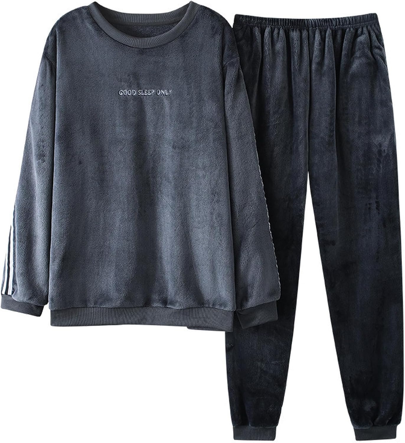 -4XL フランネルパジャマ メンズ シニア 中高年 ルームウェアセット 長袖 もこもこ ふんわり 寝巻き 紳士用 カジュアル ラウンドネック プルオーバープル 厚手 保温 暖かい カジュアル 部屋着