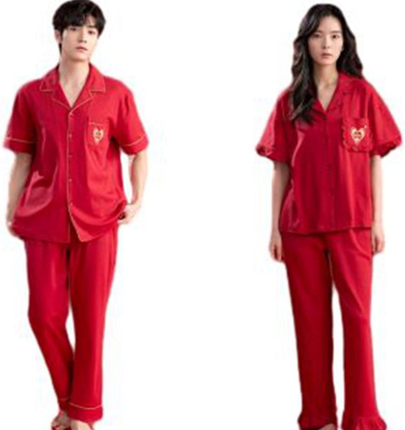 綿100 パジャマ 半袖 ペア レディース メンズルームウェア 大きいサイズ 前開き カジュアル ゆったり 部屋着 寝巻き ニットコットン 便利服 ストレッチ 通気 カジュアル 結婚祝い 贈り物 51|Funny Life 店