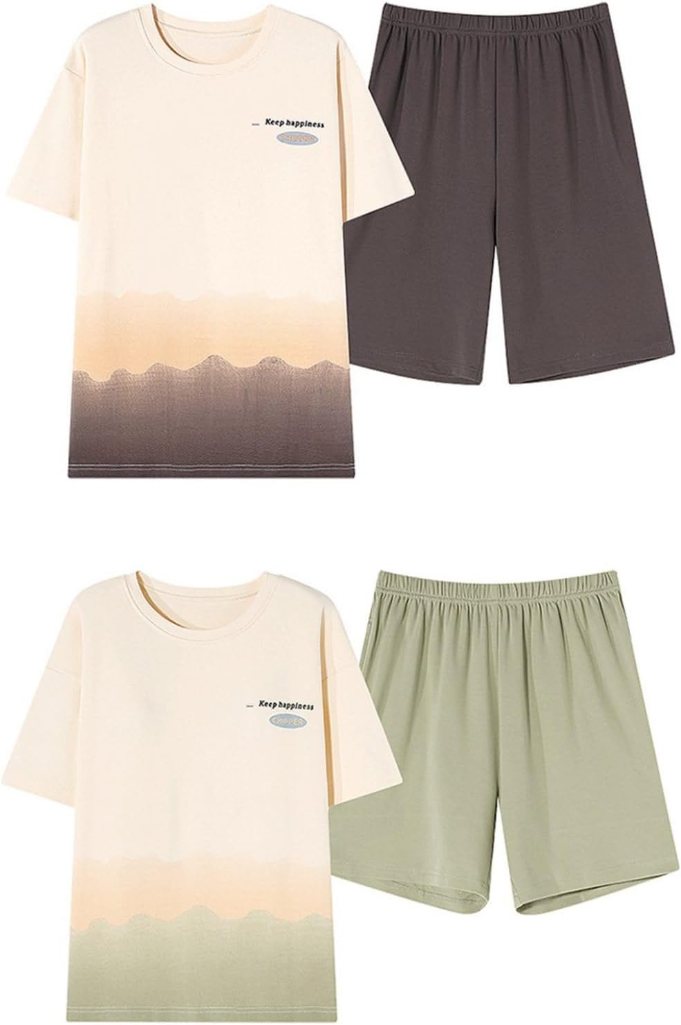 ペアパジャマ メンズ 半袖 夏 Tシャツ ルームウェア 大きいサイズ 綿100 寝巻き カジュアル ショーツ ゆったり 上下セット ペアルック ニットコットン 快適 吸汗 通気 敏感肌 外出着 部屋着