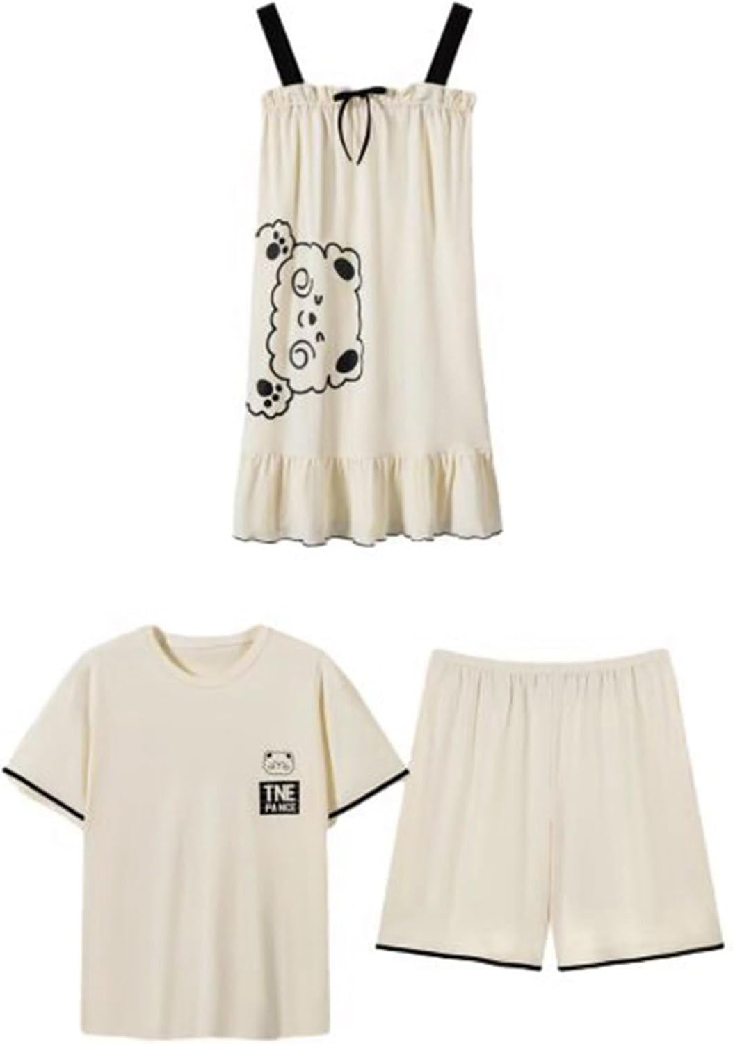 ぺあ パジャマ 半袖 Tシャツ 短パン 寝間着 キャミワンピース 綿100 大きいサイズ カジュアル 夏用 吸汗 通気 ゆったり 便利服 カジュアル ルームウェア ラウンドネック プルオーバープル K