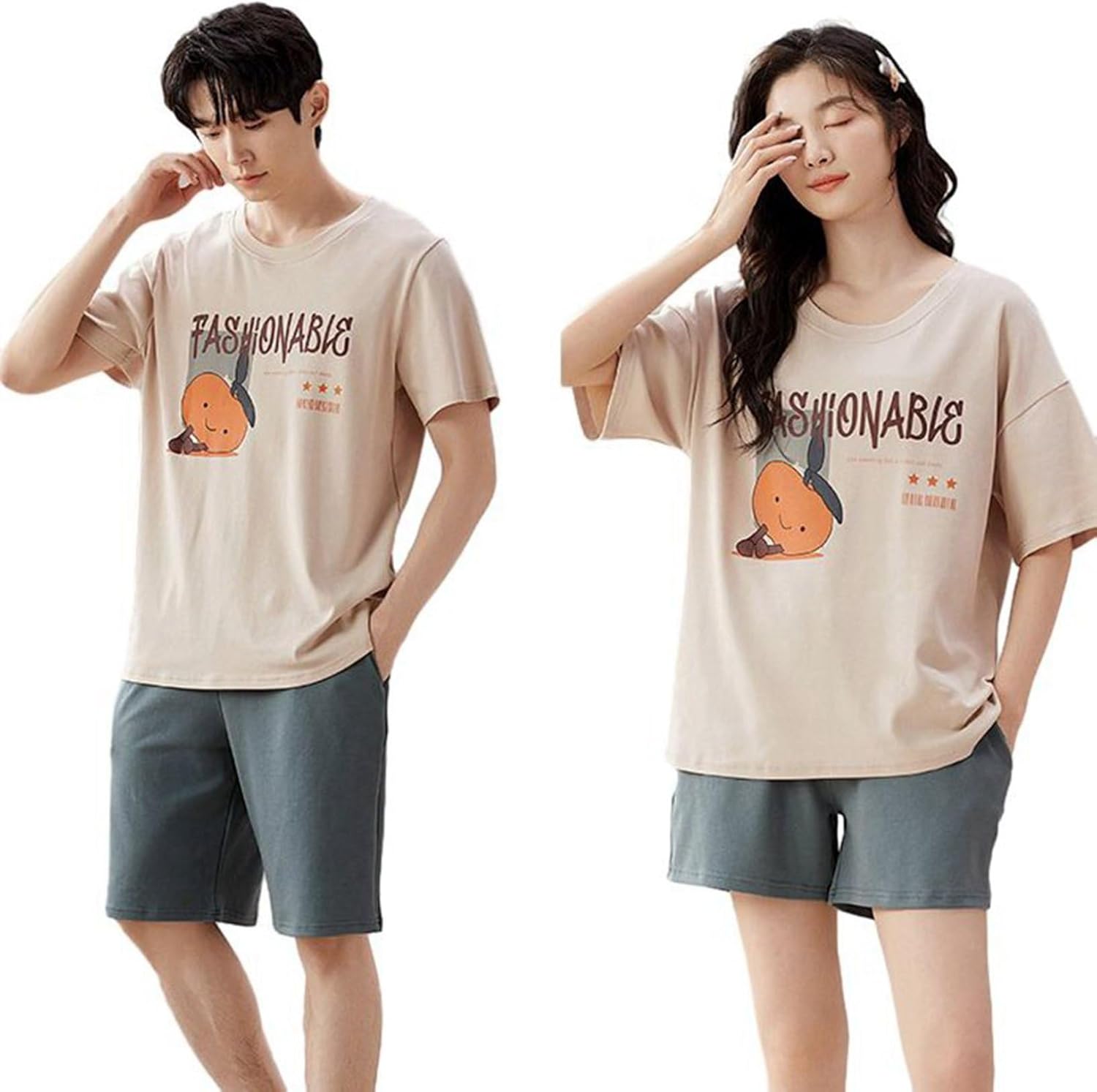 ペアパジャマ メンズ レディース 半袖 Tシャツ 大きいサイズ ルームウェア カジュアル ペアルック 吸汗 通気 吸湿 快眠 カジュアル ゆったり Vネック カップル 可愛い 便利服 部屋着 H327