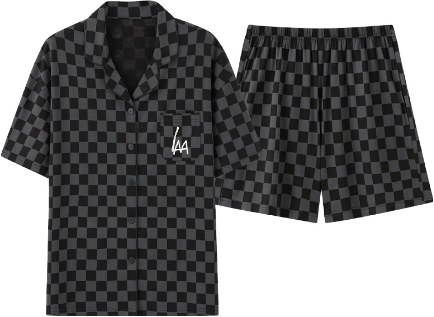 チェク柄 半袖 夏 パジャマ レディース メンズ 前開き ひんやり 綿 Tシャツ ペア ルームウェアセット 短パン ペアルック カップル ハーフパンツ 部屋着 上下セット 寝巻き 大きいサイズ E5E