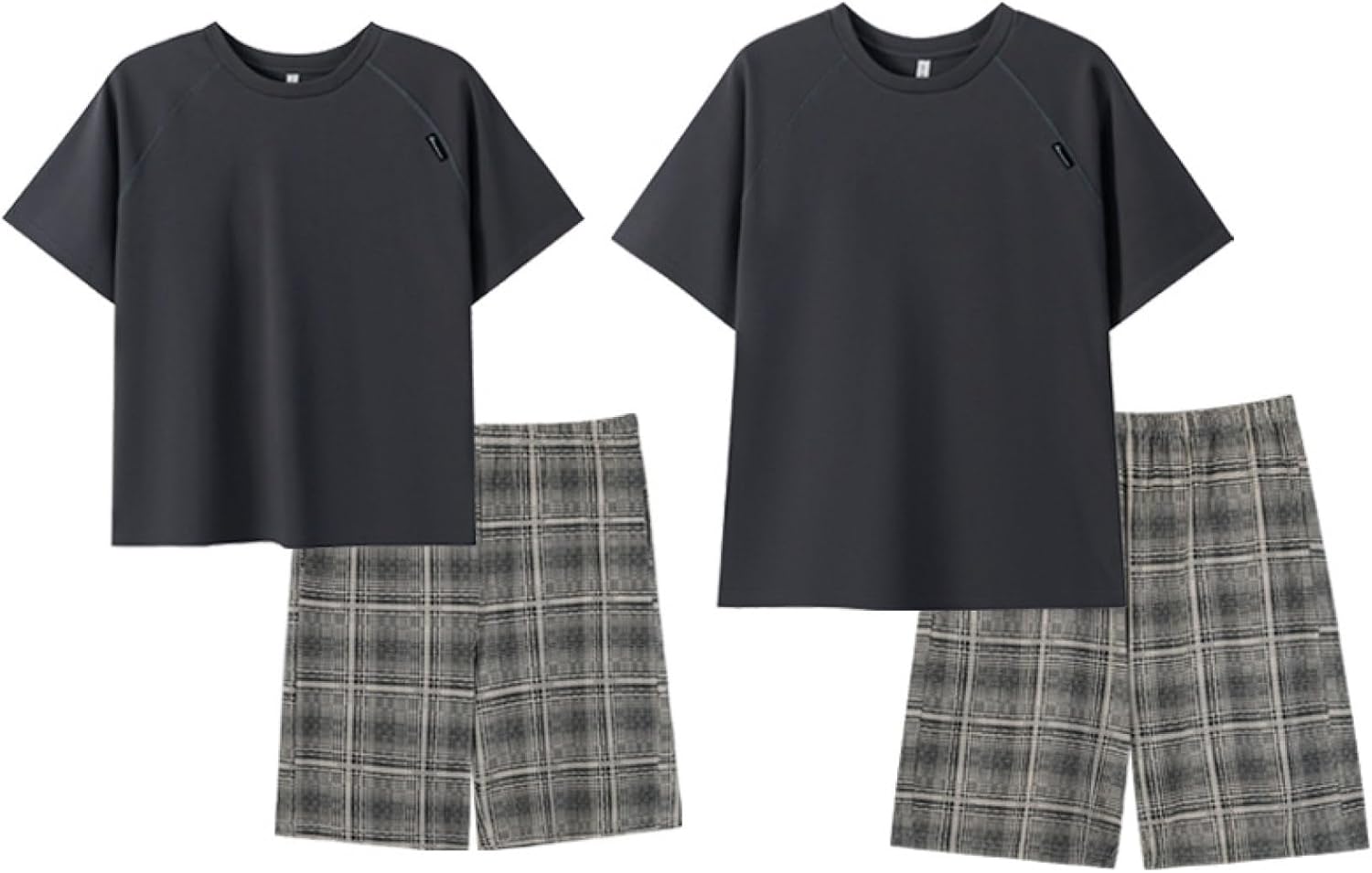 半袖 ペアパジャマ メンズ レディース ルームウェア 夏 Tシャツ 綿100 ペアルック 寝巻き 二点セット カジュアル 大きいサイズ 紳士 プルオーバープル 男女兼用 快適 吸汗 通気 敏感肌 02|Funny Life 店