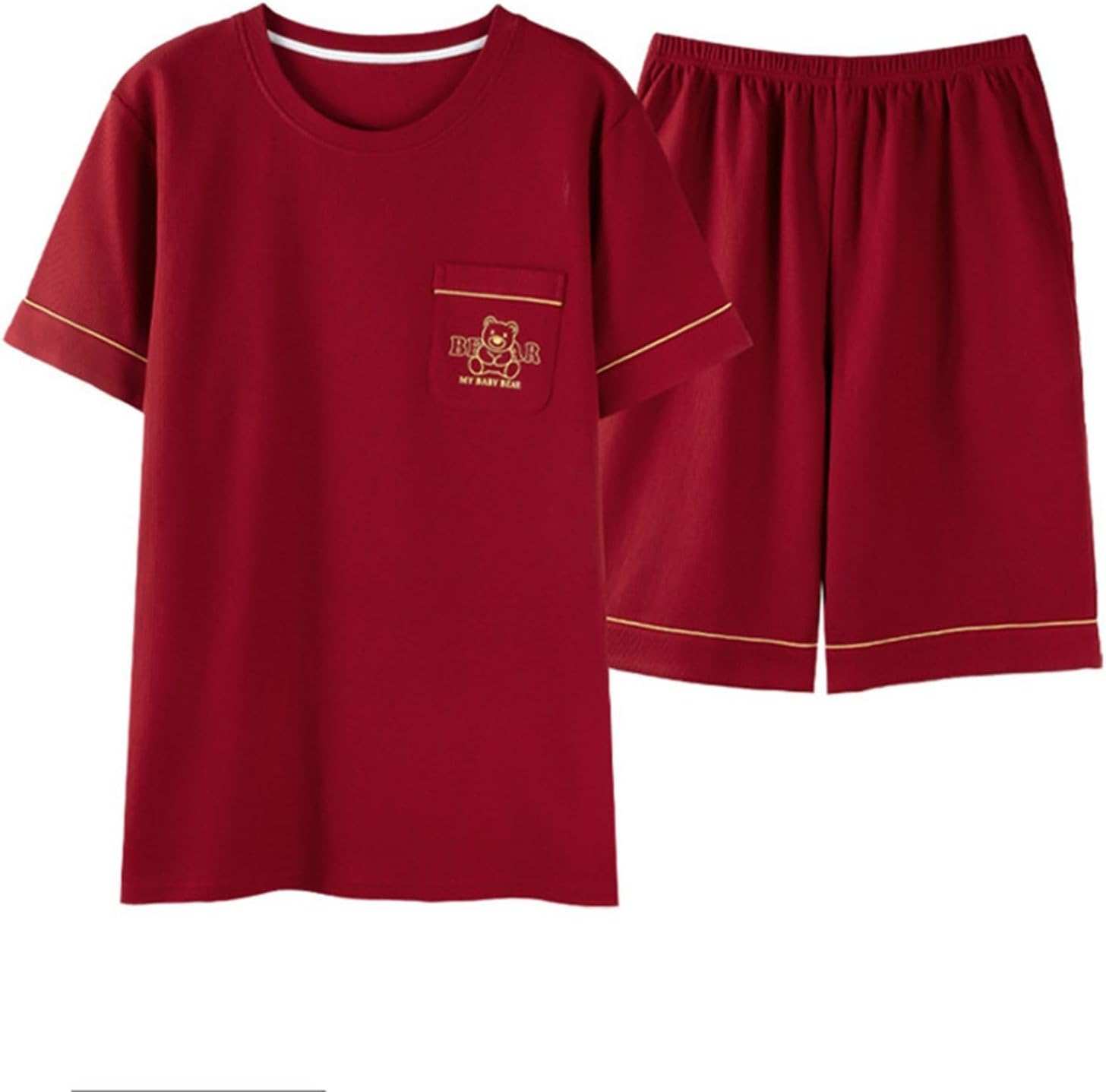 綿100 Tシャツ パジャマ 半袖 ネグリジェ ペア レディース メンズ ショーツ ルームウェア 上下セット 敏感肌 部屋着 ペアパジャマ 夫婦 恋人 大きいサイズ 快適 吸汗 通気 便利服 安眠 L