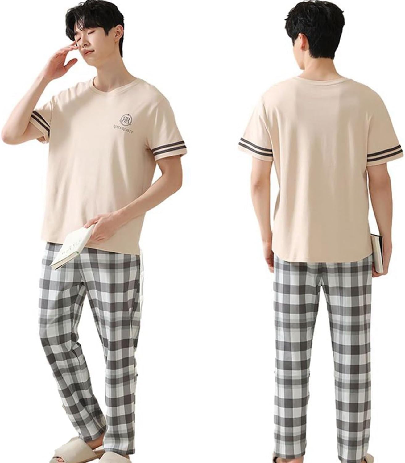 -4XL Tシャツ 半袖 ルームウェア メンズ パジャマ 綿 プルオーバープル 大きいサイズ 春 夏 カジュアル 部屋着 寝間着 上下セット 快眠 快適 吸汗 通気 ゆったり 便利服 家着 お出掛け