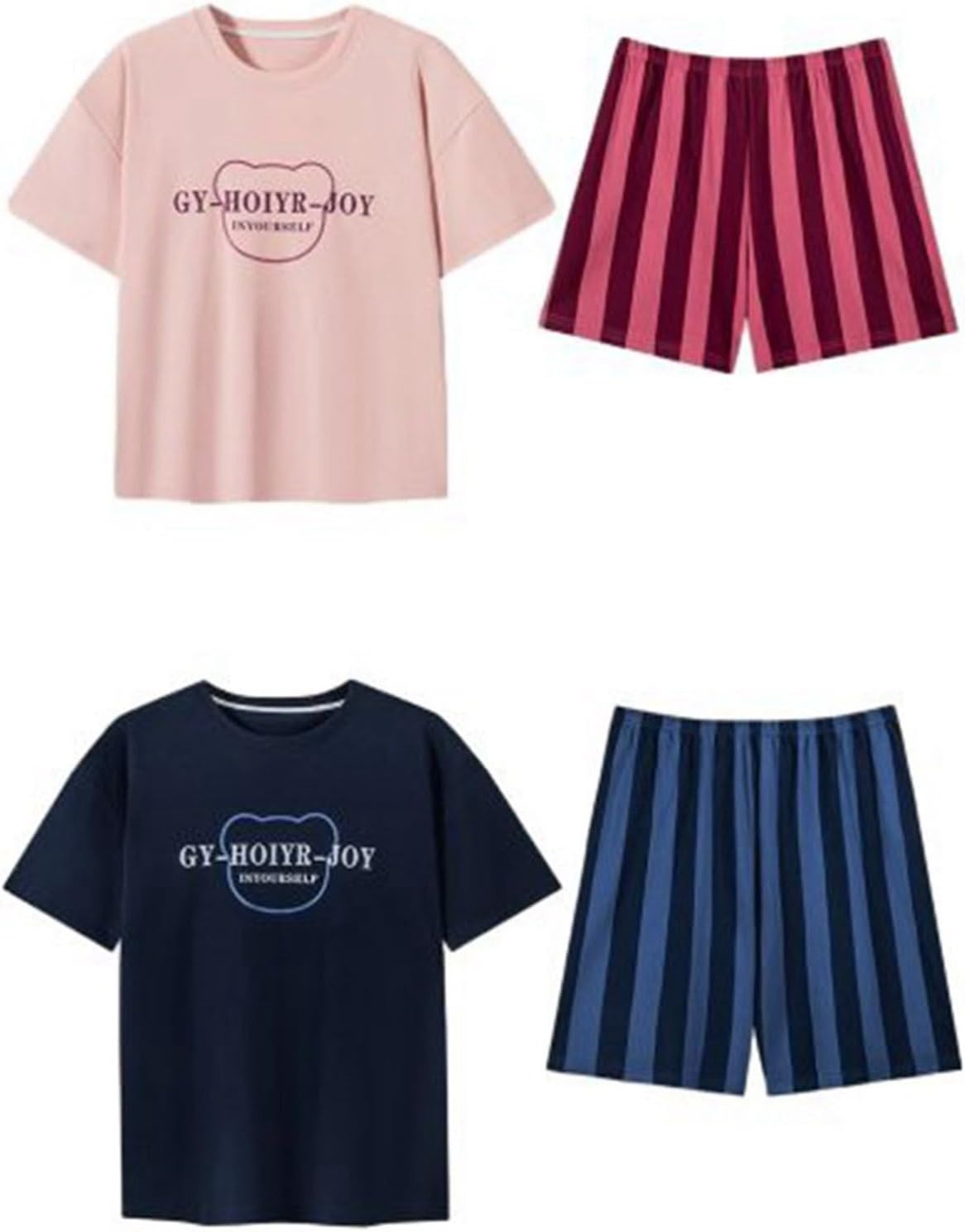 パジャマ ペア ルームウェア 半袖 Tシャツ ハーフパンツ 綿100 部屋着 ルームウェアセット カジュアル 大きいサイズ ペアルック 快適 吸汗 通気 ゆったり 便利服 快眠 夏 用 カジュアル 寝