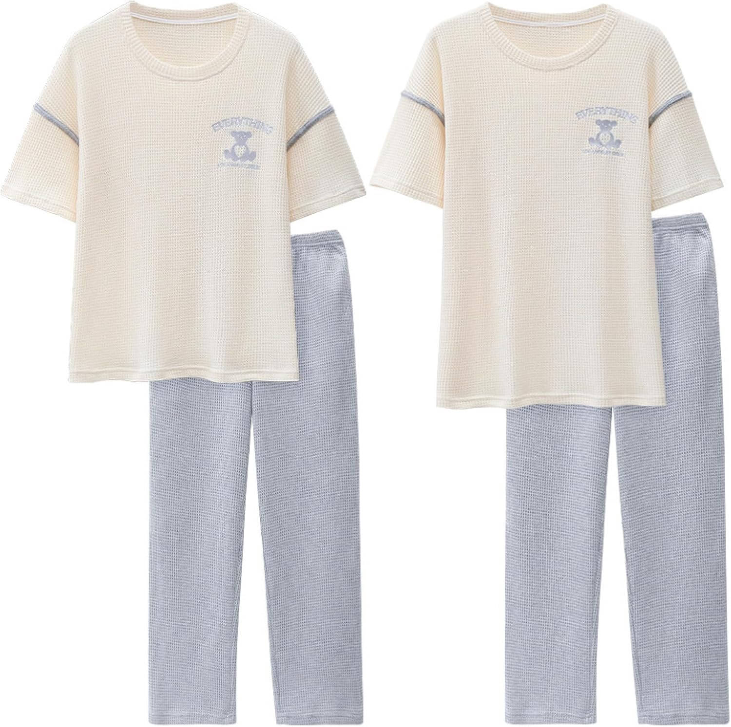夏 パジャマ メンズ レディース 綿100 ルームウェア 半袖 ペアパジャマ ルームワンピース Tシャツ プルオーバープル 大きいサイズ 敏感肌 通気 寝間着 上下セット 結婚祝い プレゼント HMF|Funny Life 店