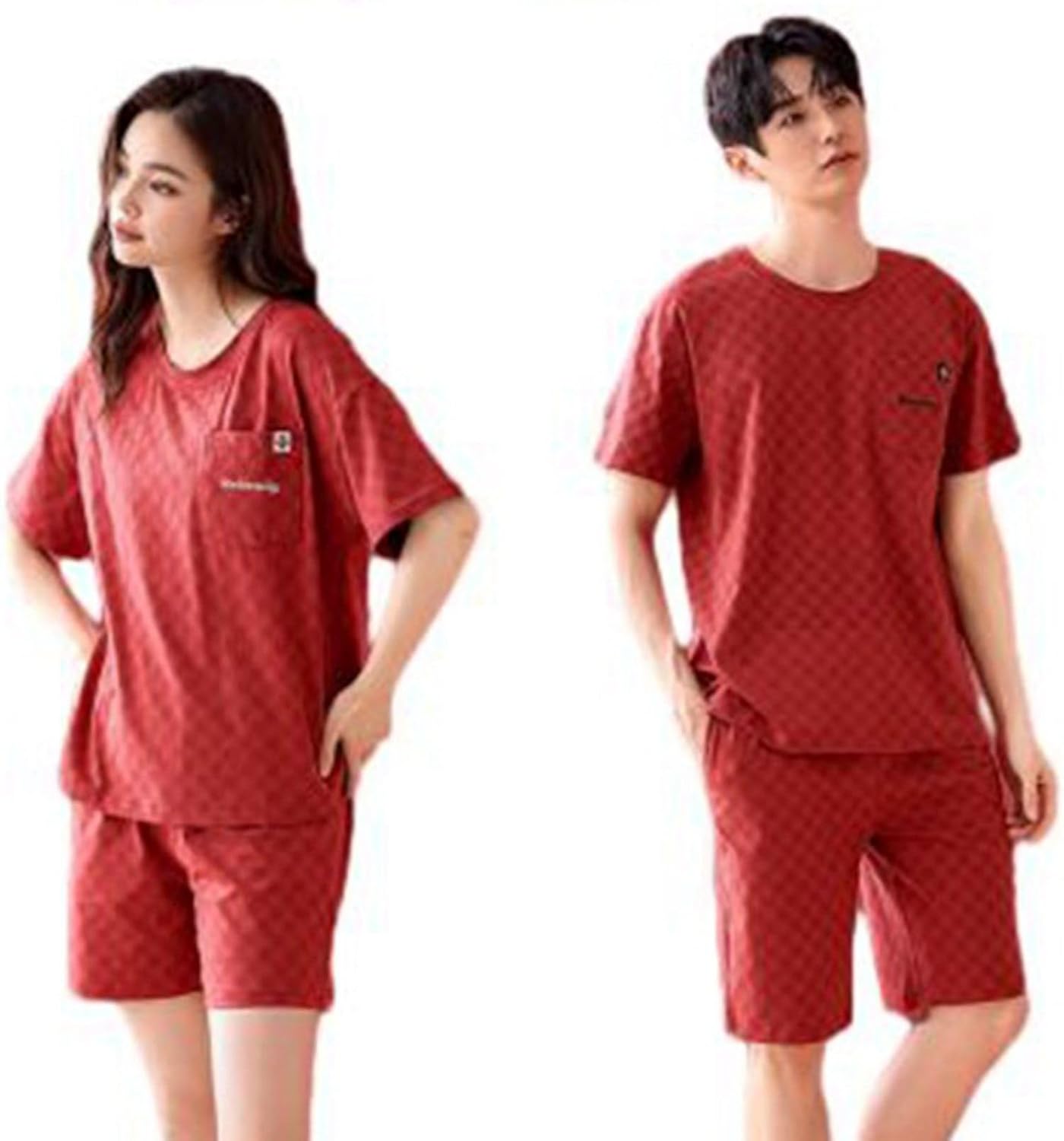 半袖 Tシャツ 夏 ペアパジャマ メンズ レディース 綿100 ショーツ 敏感肌 ルームウェアセット 部屋着 大きいサイズ カジュアル ゆったり 快適 吸汗 通気 寝間着 上下セット ペアルック 男3|Funny Life 店