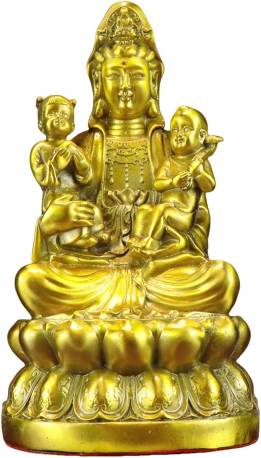 観世音菩薩座像 仏壇仏像 観音像 真鍮製 子送り観音 善財童子 置物 開運グッズ 仏像 風水アイテム インテリア飾り 厄除け 邪気除け お守り 運気上昇 祈る 玄関 仏堂に供える 寝室 結婚式 自宅