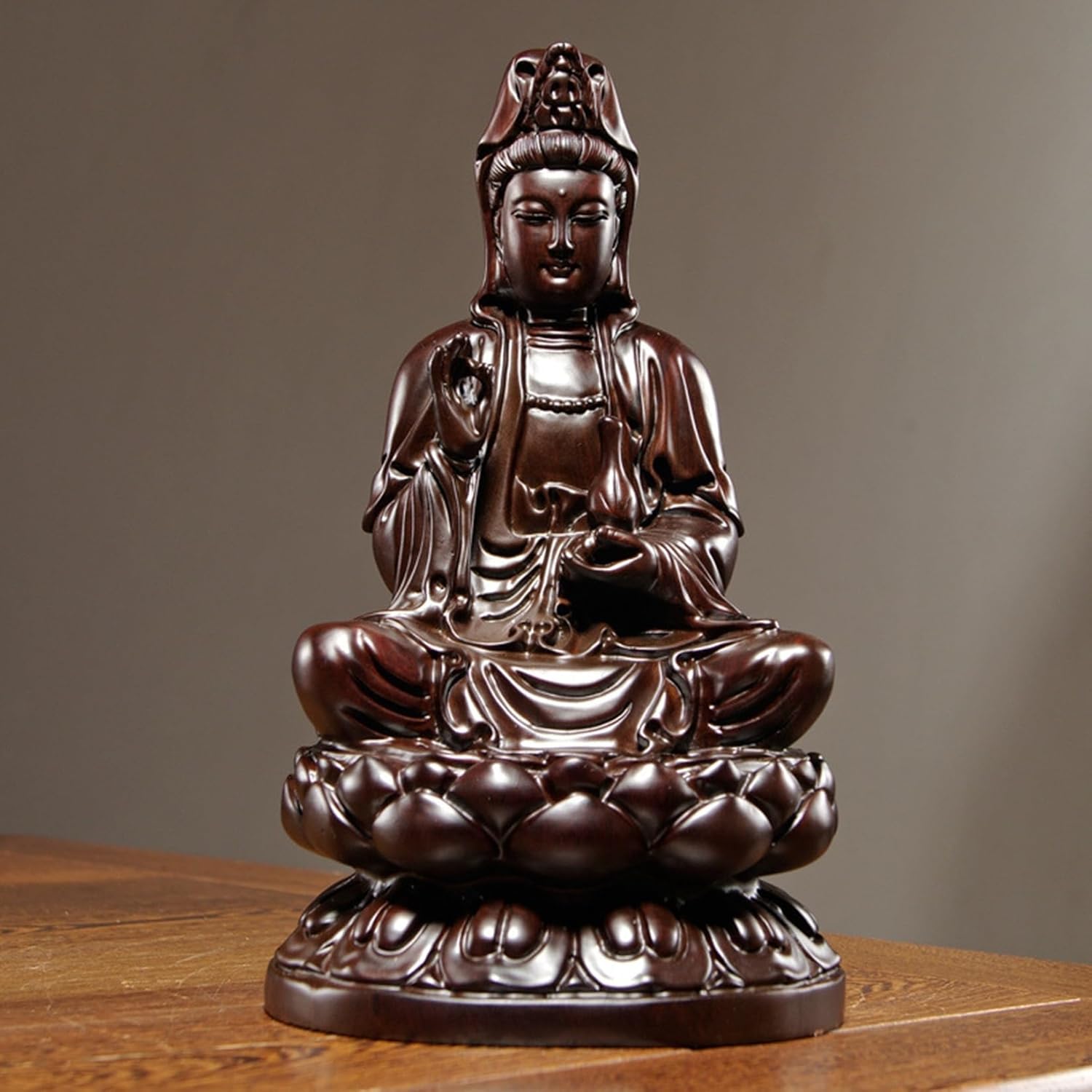 御前上等木彫り観音像 観音様 仏壇仏像 木彫り 観音菩薩 厄除け 室内装飾 仏教 木製刻みつける 手当て 開運 風水 開運グッズ 稽古運 経上がる運 執務室 召し連れる 褒めたたえる用 会社組織 差し上げ物にも至適 まっ黒2XL