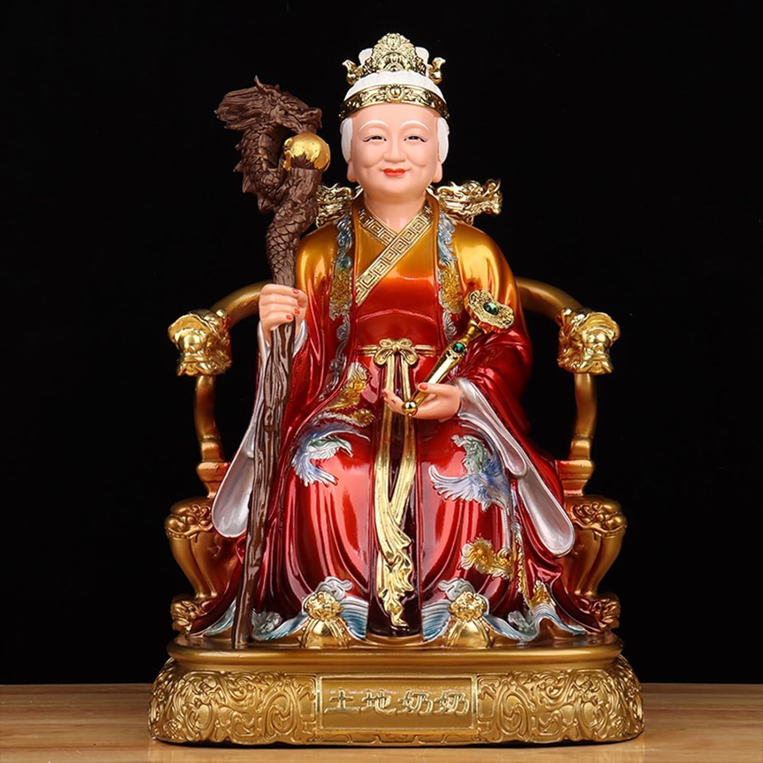 土地神 土地様 土地婆 縁起物 風水グッズ 座像 神像 インテリア 樹脂製 オーナメント 厄除け 邪気除け お守り 彫像飾り 置物 記念日 誕生日プレゼント クリスマス 書斎 寝室 ホーム 家用 L｜Funny Life 店