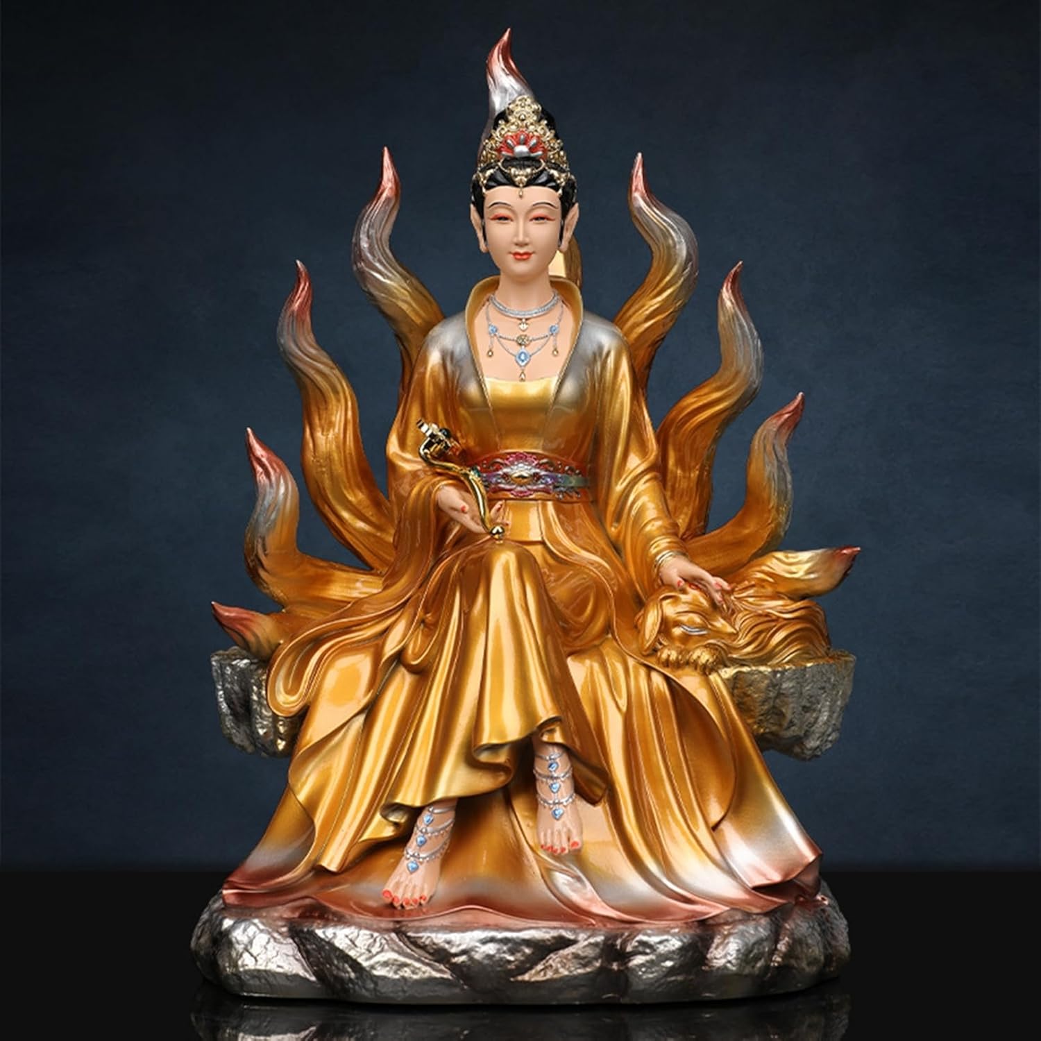 九尾の狐 置物 風水グッズ 縁起物 神像 山海? 神話 樹脂製 インテリア 招福 福運 幸運 オーナメント 道教工芸品 彫刻装飾 デスクトップの装飾 開運グッズ リビング お祝い プレゼント 彼女 母 19,056円