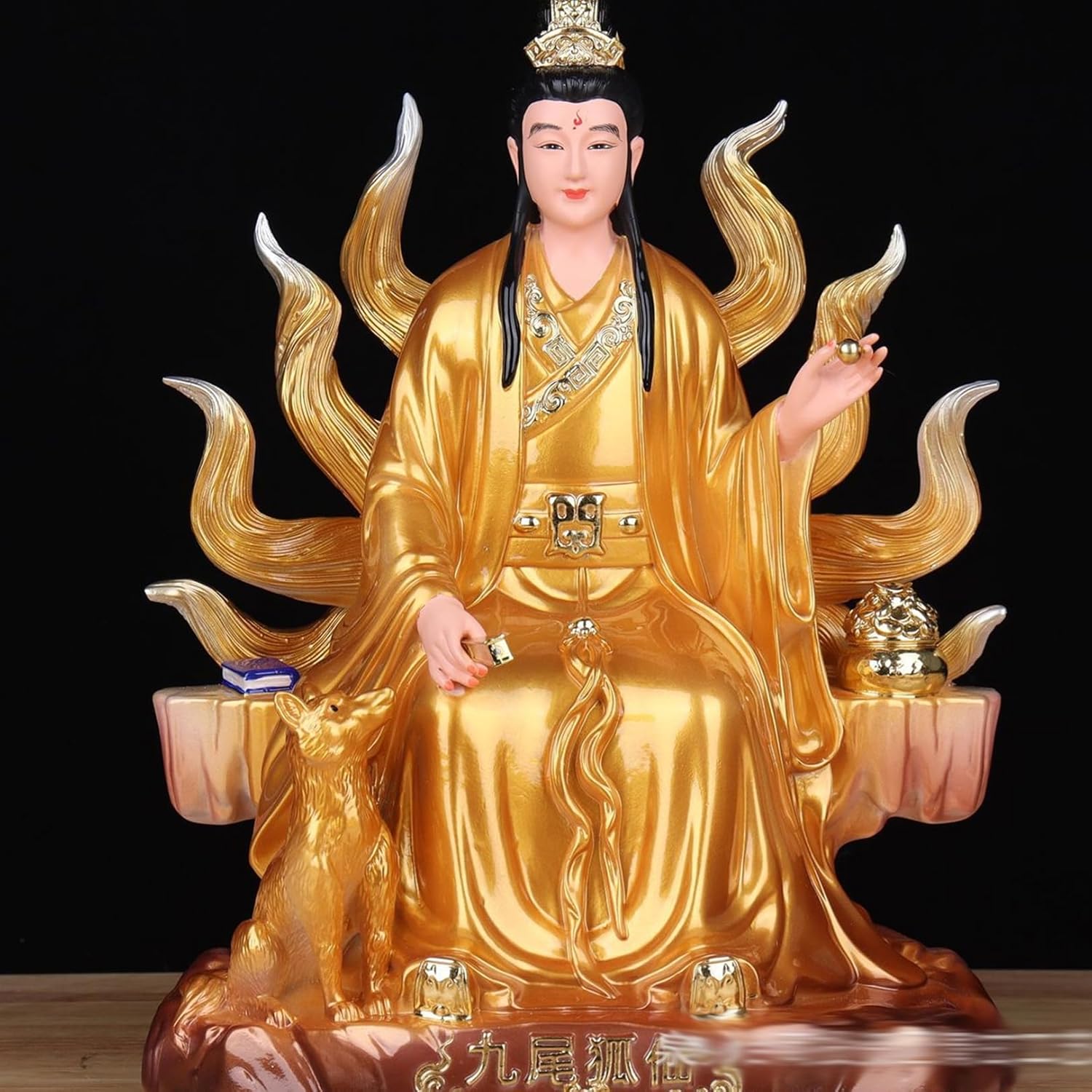 九尾の狐の置物 道教工芸品 風水グッズ 縁起物 神像 山海? 神話 樹脂製 仏像 インテリア飾り 招福 福運 幸運 オーナメント デスクトップの装飾 開運グッズ リビング お祝い プレゼント 彼女 母