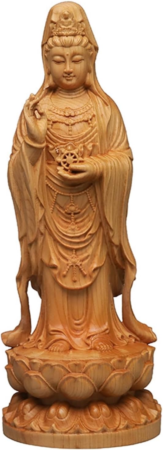 観音菩薩像 仏壇仏像 観音像 立像 木製 風水グッズ 縁起物 南海観音菩薩 厄災除け 疫病退散 お守り 手彫り 開運グッズ インテリア 開運祈願 お年寄り 家庭用 書斎 贈り物 敬老の日 木色 高さ2|Funny Life 店