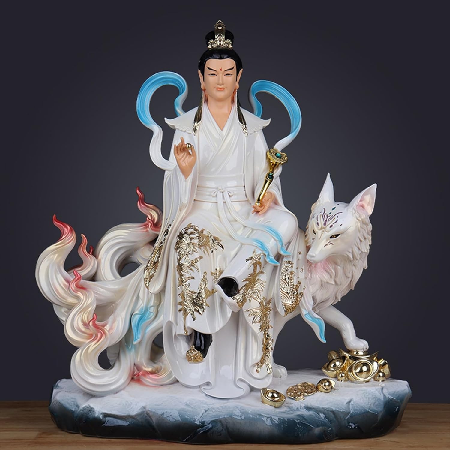 九公子 九嬢 九尾の狐 置物 神像 神話 樹脂製 仏像 インテリア飾り 招福 福運 幸運 オーナメント デスクトップの装飾 開運グッズ 道教工芸品 リビング お祝い プレゼント 供奉 彼女 母の日 ホ|Funny Life 店
