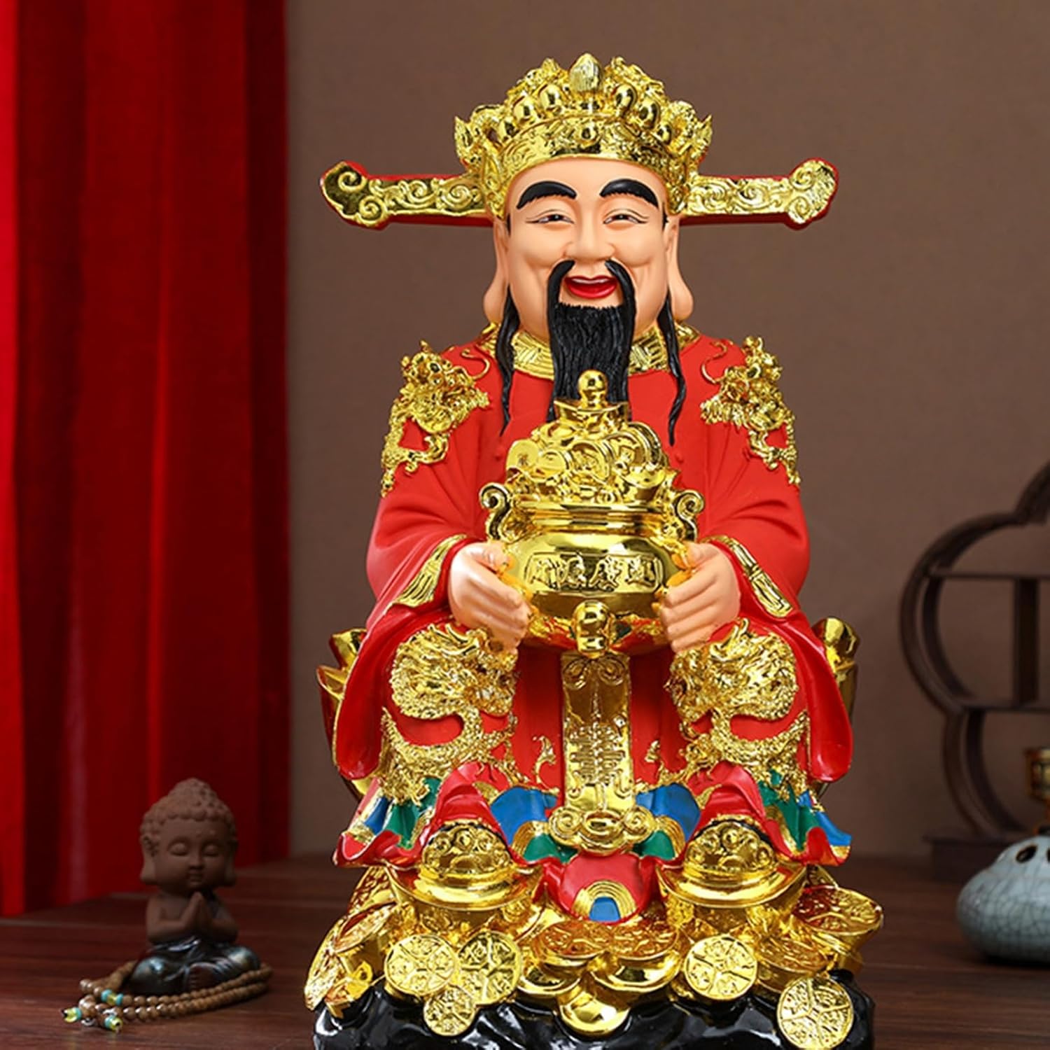 財神 風水グッズ 置物 仏像 金運アップ 樹脂製 神像 商売繁盛祈願 厄除け お守り 縁起物 インテリア 金運上がる置物 彫刻飾り 風水アイテム 開店祝い 会社 店飾り 家用 新年 贈り物 装飾品 1