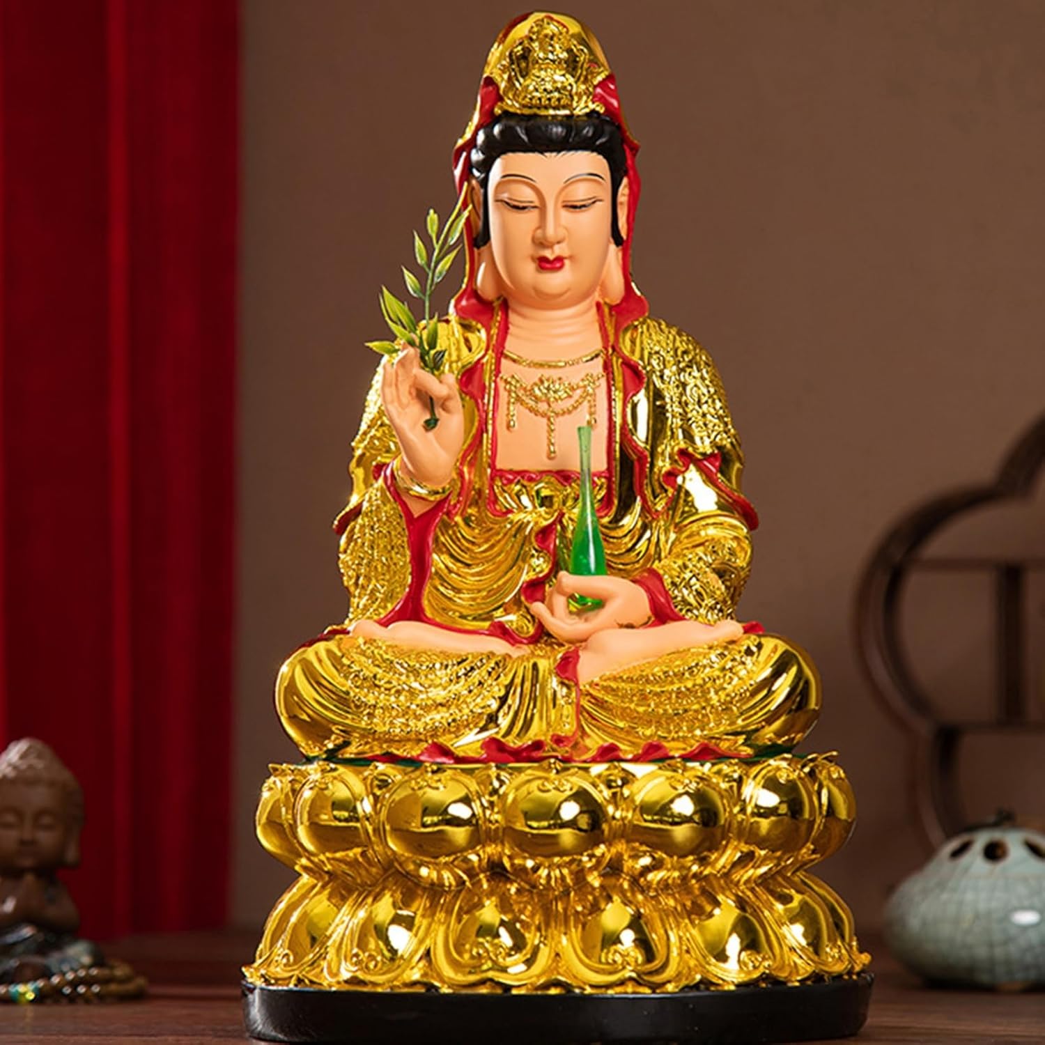 観音像 観音菩薩 仏像 仏壇仏像 坐像 置物 樹脂製 厄除け 開運 金運アップ 商売繁盛 お守り 縁起物 風水グッズ 厄災除け 疫病退散 風水 インテリア 開運グッズ 開運祈願 贈り物 お年寄り 敬老
