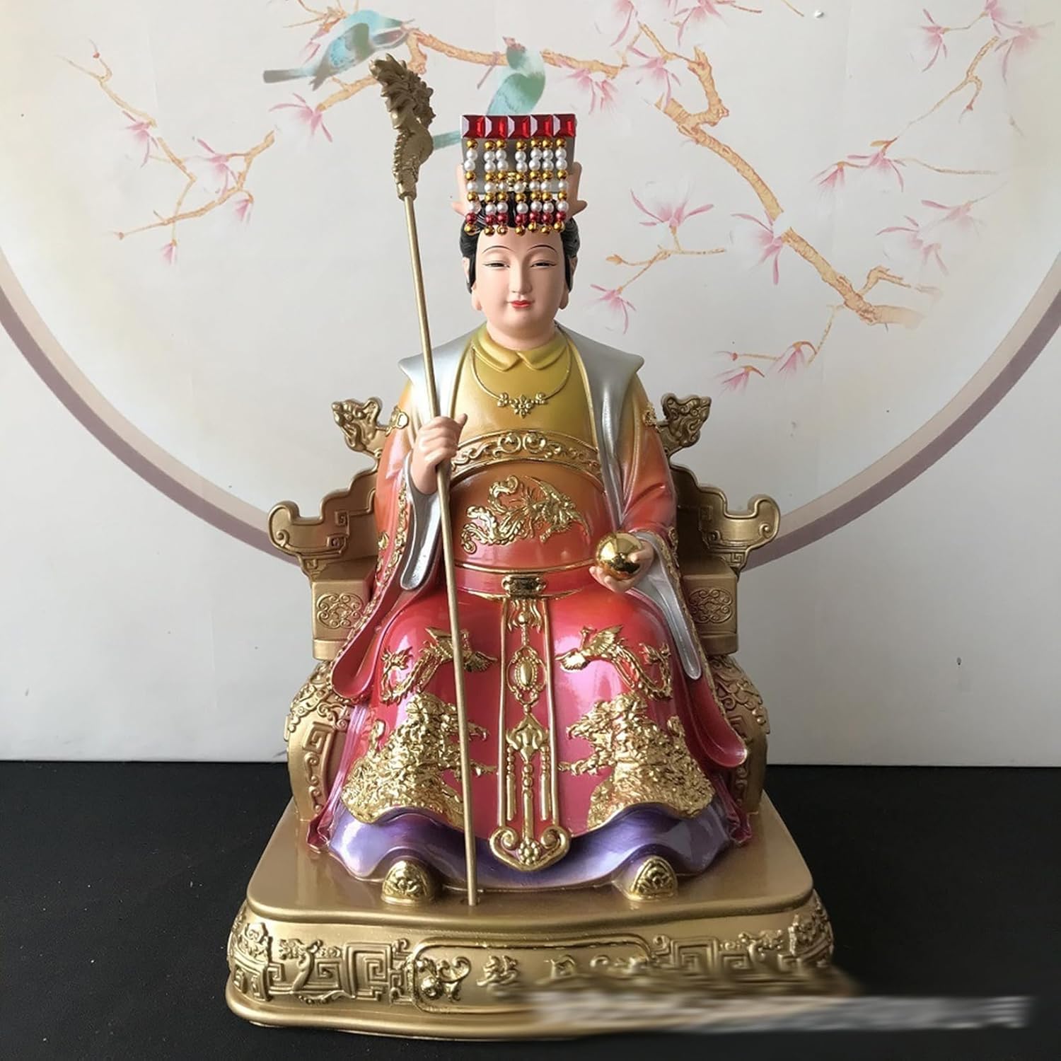 黄衣龍王像 黄衣龍母像 工芸品 道教 神像 卓上置物 玄関置物 五風十雨 商売繁盛祈願 魔除け 厄除け お守り 縁起物 風水アイテム 座像 樹脂製 彫刻飾り インテリア雑貨 供奉 オフィス 家用 寝室