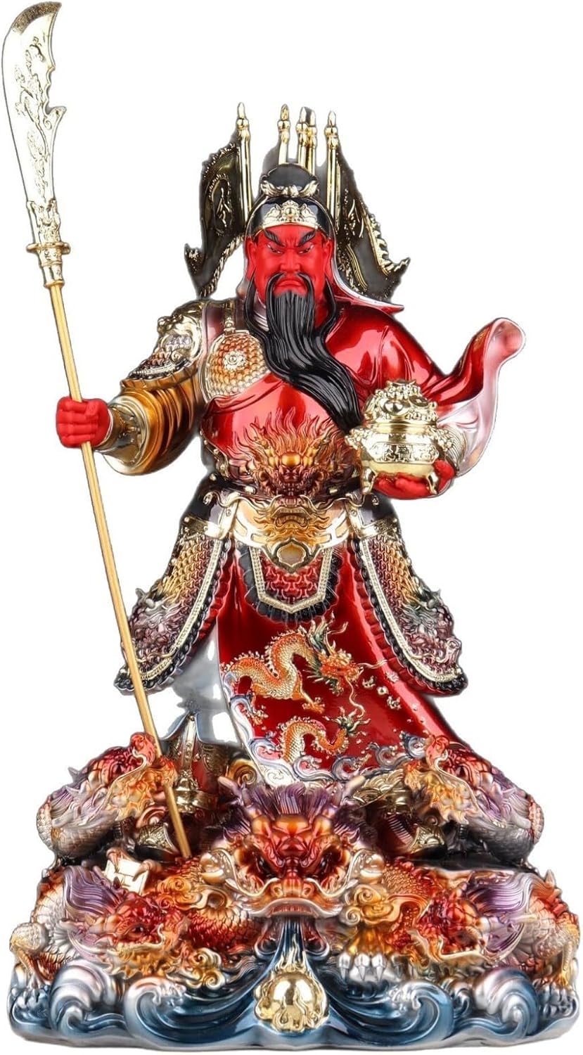 関雲長 関帝像 関公像 武財神 関羽像 仏像 神像 樹脂製 立像 置物 商売繁盛 風水グッズ 財運 開運グッズ 青龍偃月刀 三国演義 三国志 金運アップ 厄除け お守り オフィス 開店祝い 贈り物 彩