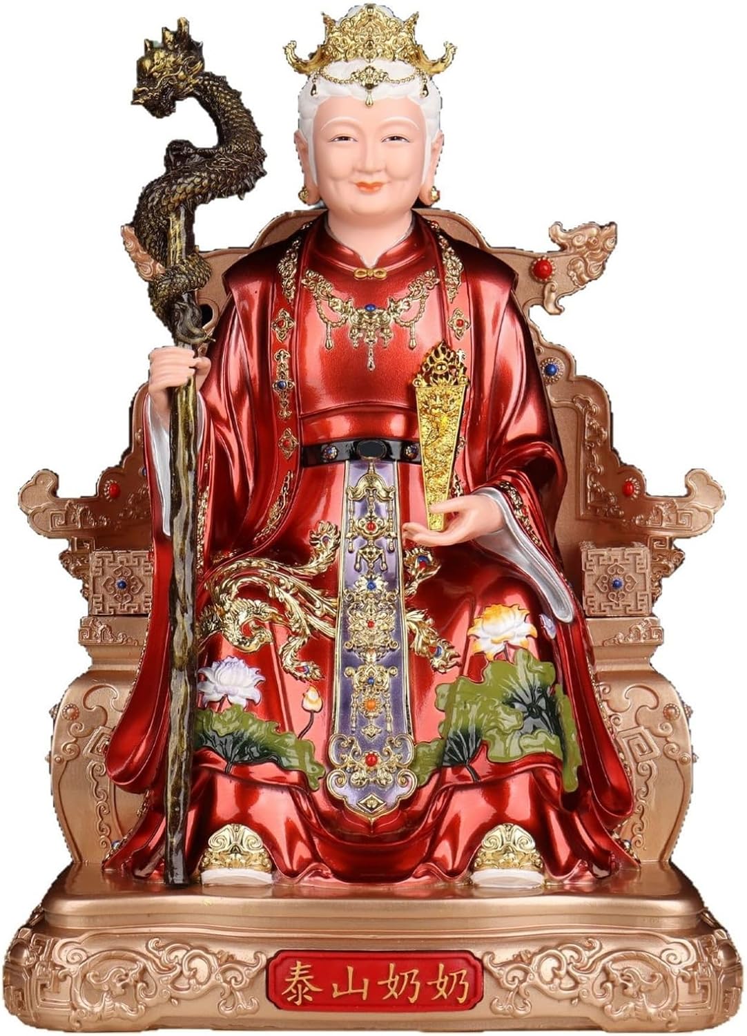 碧霞元君 泰山老母 仏像 神像 樹脂彫刻 邪気除け 疫病退散 風水アイテム 置物 お守り 魔除け 厄除け インテリア飾り 道教美術品 彩絵 仏壇供奉 プレゼント 敬老の日 結婚式 部屋 レット M