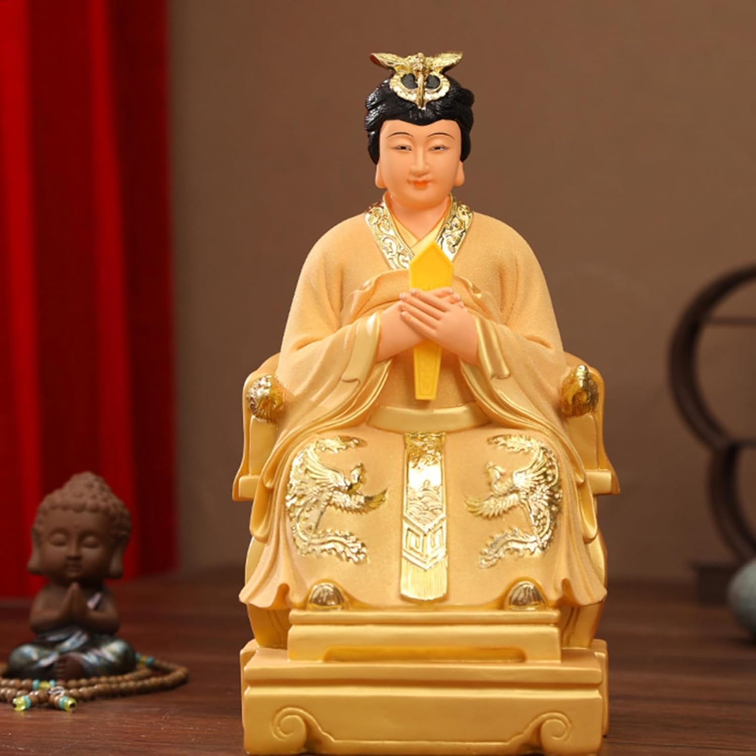 泰山母娘娘 碧霞元君 泰山老母 仏像 神像 樹脂彫刻 縁起物 邪気除け 疫病退散 風水アイテム 置物 お守り 魔除け 厄除け インテリア飾り 道教美術品 彩絵 仏壇供奉 プレゼント ギフト 敬老の日|Funny Life 店