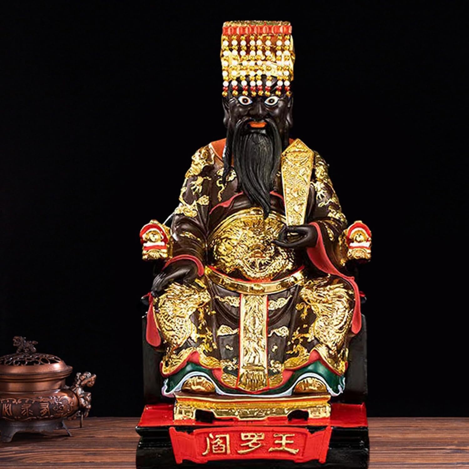 閻羅王 十殿閻羅 風水グッズ 神像 樹脂製 インテリア 縁起物 工芸品 邪気除け 魔除け お守り 道教美術品 座像 風水アイテム 彫刻飾り オブジェ 家庭用供奉 玄関 卓上 デコレーション用 飾り物｜Funny Life 店