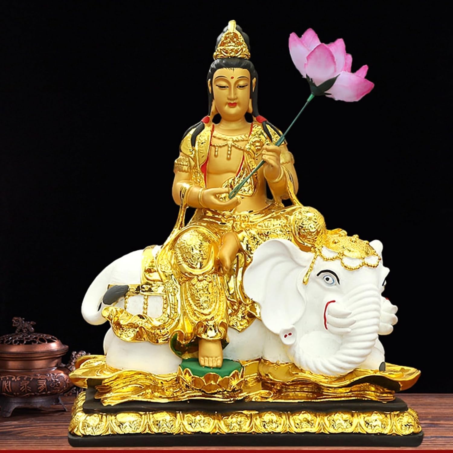 文殊菩薩 普賢菩薩 仏壇仏像 十二支守り本尊 樹脂彫刻 風水グッズ 坐像 置物 縁起物 邪気除け 厄除け 開運グッズ 運気アップ 福運 仕事運 祈願 お守り 一対 ペア 家用 プレゼント お祝い 記念|Funny Life 店