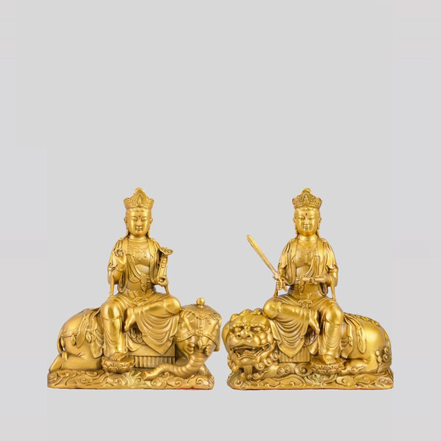 文殊菩薩 普賢菩薩 仏壇仏像 金管楽器製 風水グッズ 坐像 飾りつけ 縁起物 芸術品 意地悪さ除け 厄除け 開運グッズ 暮らし向き引きあげる 富と仕合わせ 仕合わせ 御役目運 祈とう 手当て 家用 差し上げ物 儀式用 不死化日 銅色 1
