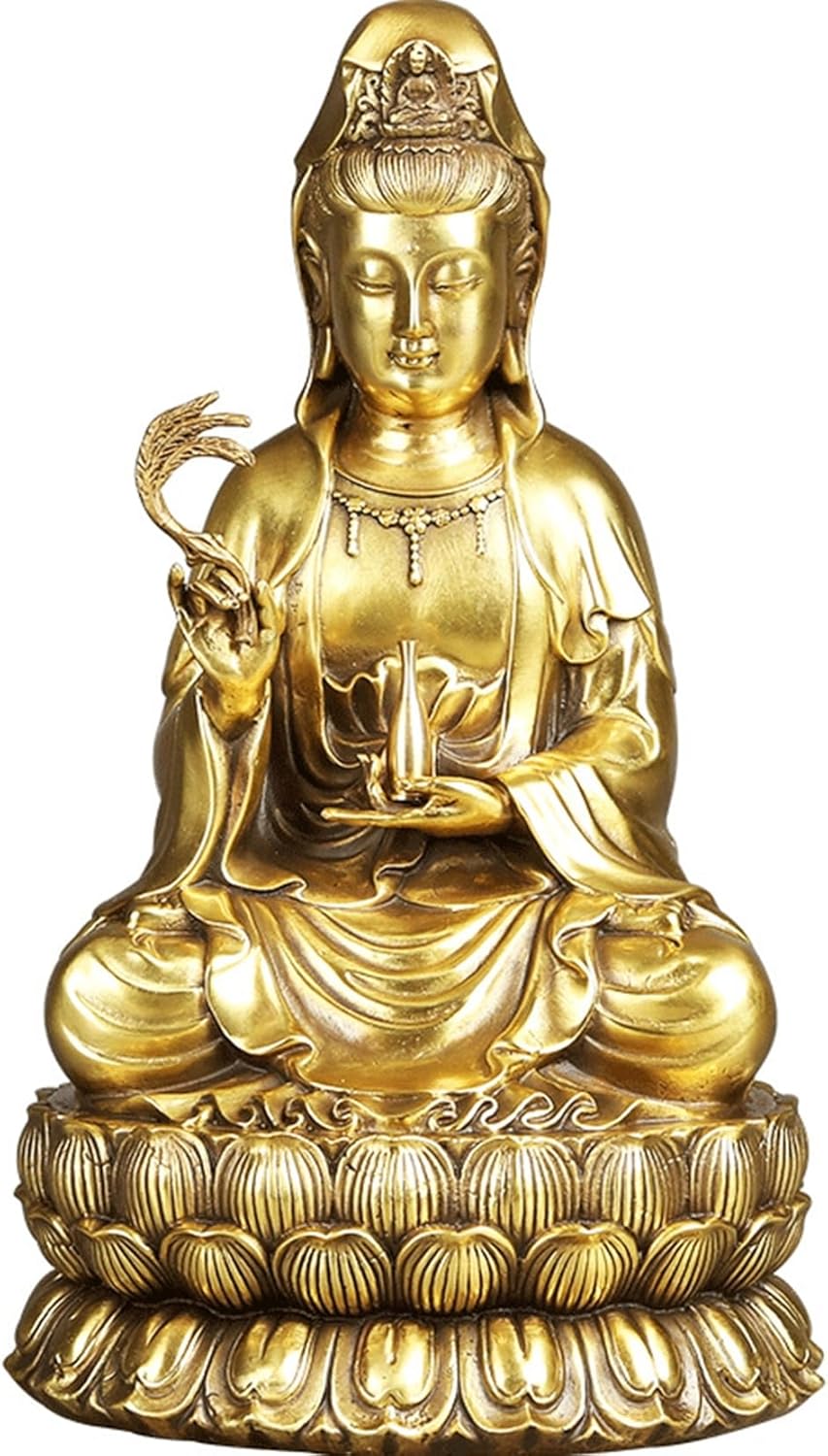 観音像 観音菩薩 風水グッズ 仏像 仏壇仏像 坐像 飾りつけ 厄除け 開運 金運引きあげる お引き立て華めく 手当て 縁起物 厄災除け 伝染病逃げ失せる 銅製 風水 室内装飾 開運グッズ 開運祈とう 差し上げ物 お年老い 敬老の