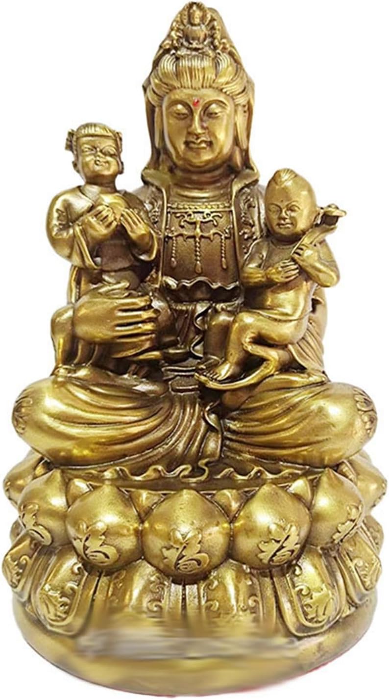 観世音菩薩像 仏像 観音菩薩 観音像 真鍮製 子送り観音 善財童子 仏壇仏像 置物 開運グッズ 立像 風水アイテム 厄除け 邪気除け お守り 運気上昇 祈る インテリア飾り デスクトップの装飾 結婚式
