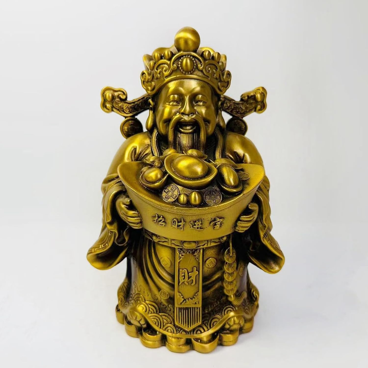 風水グッズ 財神 比干 置物 真鍮製 仏像 財運金運アップ 商売繁盛祈願 彫像 お守り 魔除け オブジェ 縁起物 富と幸運 インテリア飾り 店飾り プレゼント 敬老の日 供奉 リビングルーム 銅色 L｜Funny Life 店