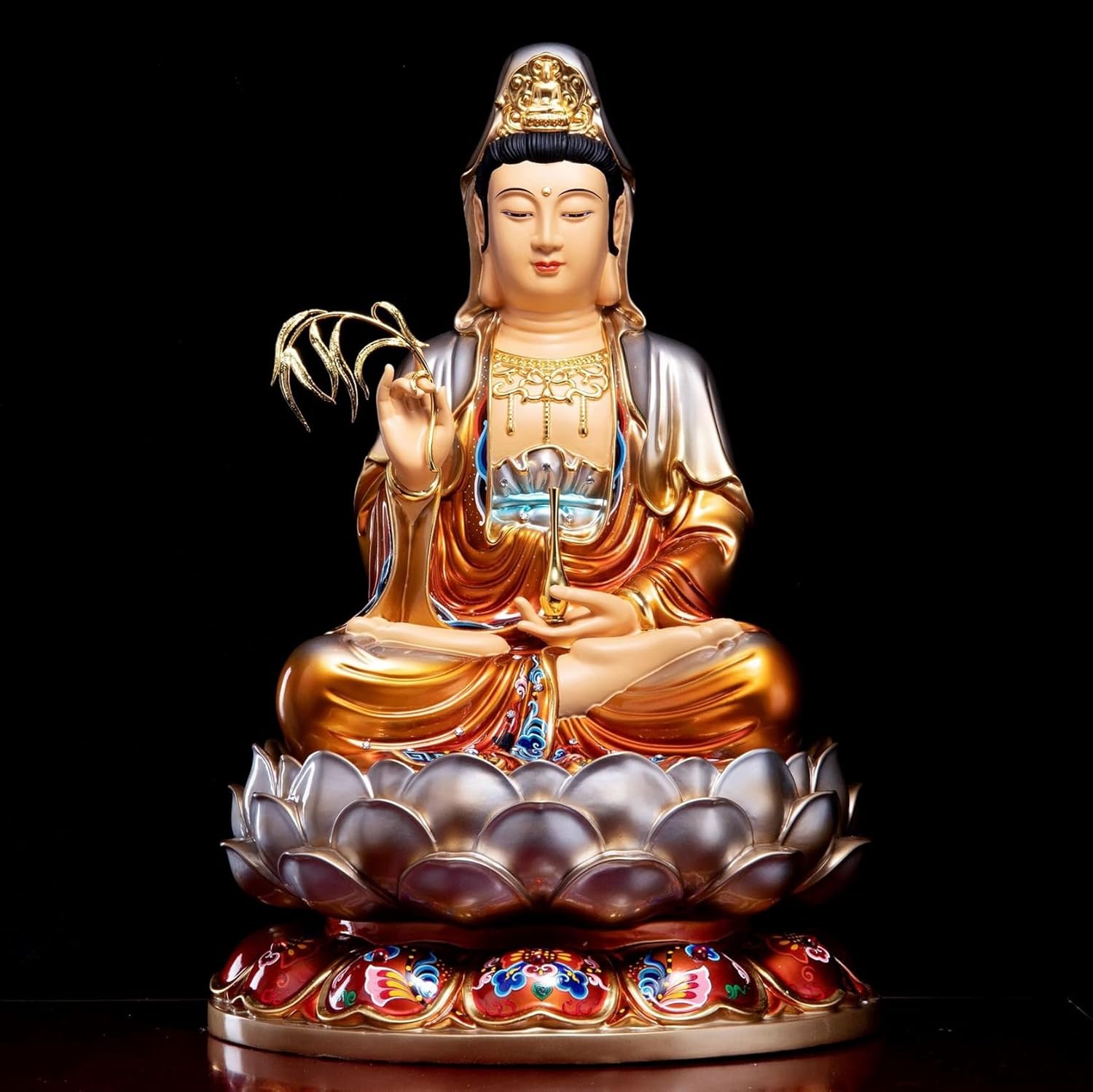 観音像 観音菩薩 仏像 仏壇仏像 坐像 飾りつけ 金管楽器製 縁起物 風水グッズ 厄除け 開運 手当て 室内装飾 開運グッズ 開運祈とう 厄災除け 伝染病逃げ失せる 差し上げ物 お年老い 敬老の日 仏教備品 銅色 13.