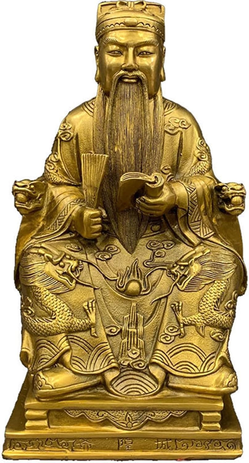 城隍神 金管楽器製城隍 風水グッズ 坐像 神像 仏像 仏教道教芸術品 芸術品 室内装飾雑貨 飾りつけ用 手当て 厄除け 意地悪さ除け 富と仕合わせ リビングお部屋 住み家 開店祝賀会