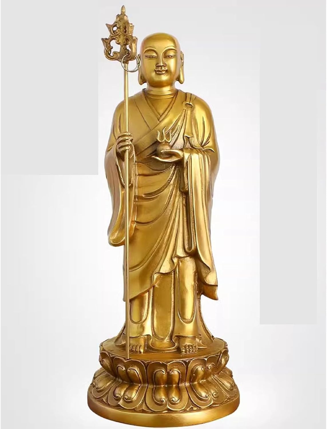 地蔵菩薩 地蔵菩薩像 仏像 真鍮 風水アイテム お地蔵様 真鍮製 立像 開運 祈る 厄除け 魔除け 水子地蔵 子育て・水子供養・守護 仏壇仏像 装飾品 家庭 オフィス リビングルーム 敬老の日 金色