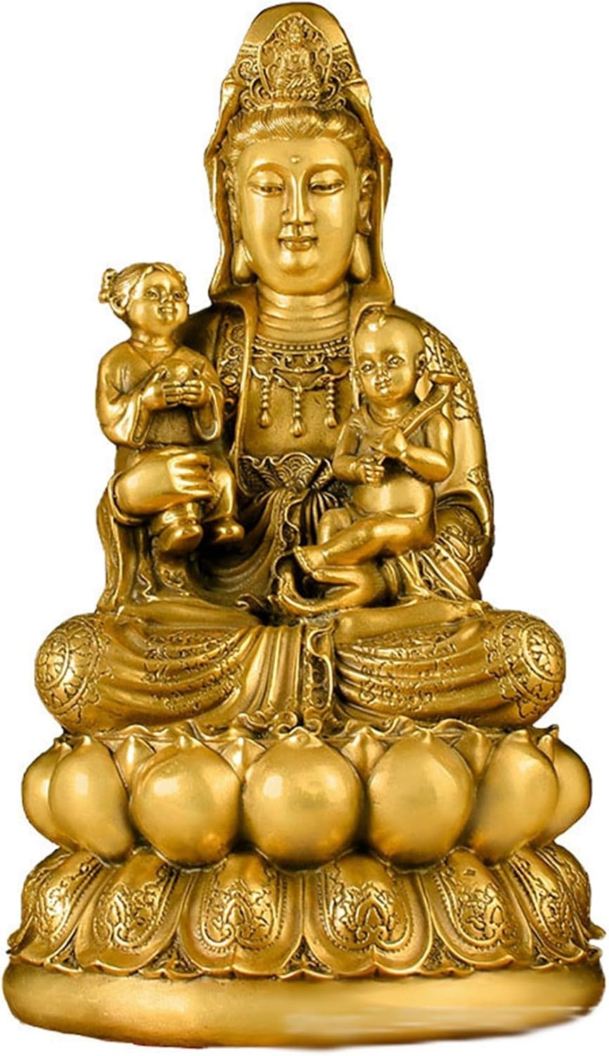 観世音菩薩像 子送ること観音 仏像 観音像 金管楽器製 善財小わっぱ 仏壇仏像 飾りつけ 開運グッズ 坐像 縁起物 風水品目 室内装飾飾りつけ 厄除け 意趣遺恨除け 仕合わせ 魔除け 暮らし向きこみ上げる 観音菩薩 祈る 御芽出度 住まい