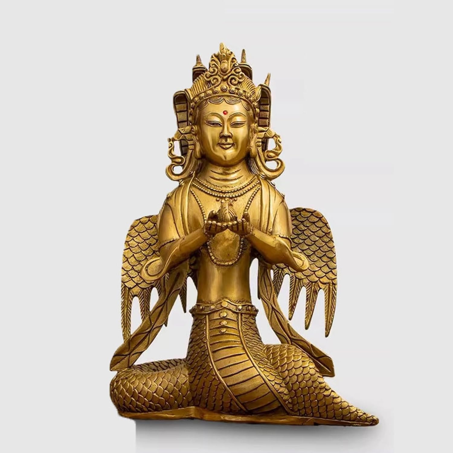 龍樹菩薩 風水グッズ 置物 真鍮製 仏像 縁起物 へび 工芸品 商売繁盛祈願 開運グッズ 運気アップ お守り 邪気除け 厄除け インテリア飾り オブジェ デコレーション用 敬老の日 供奉 銅色 15*