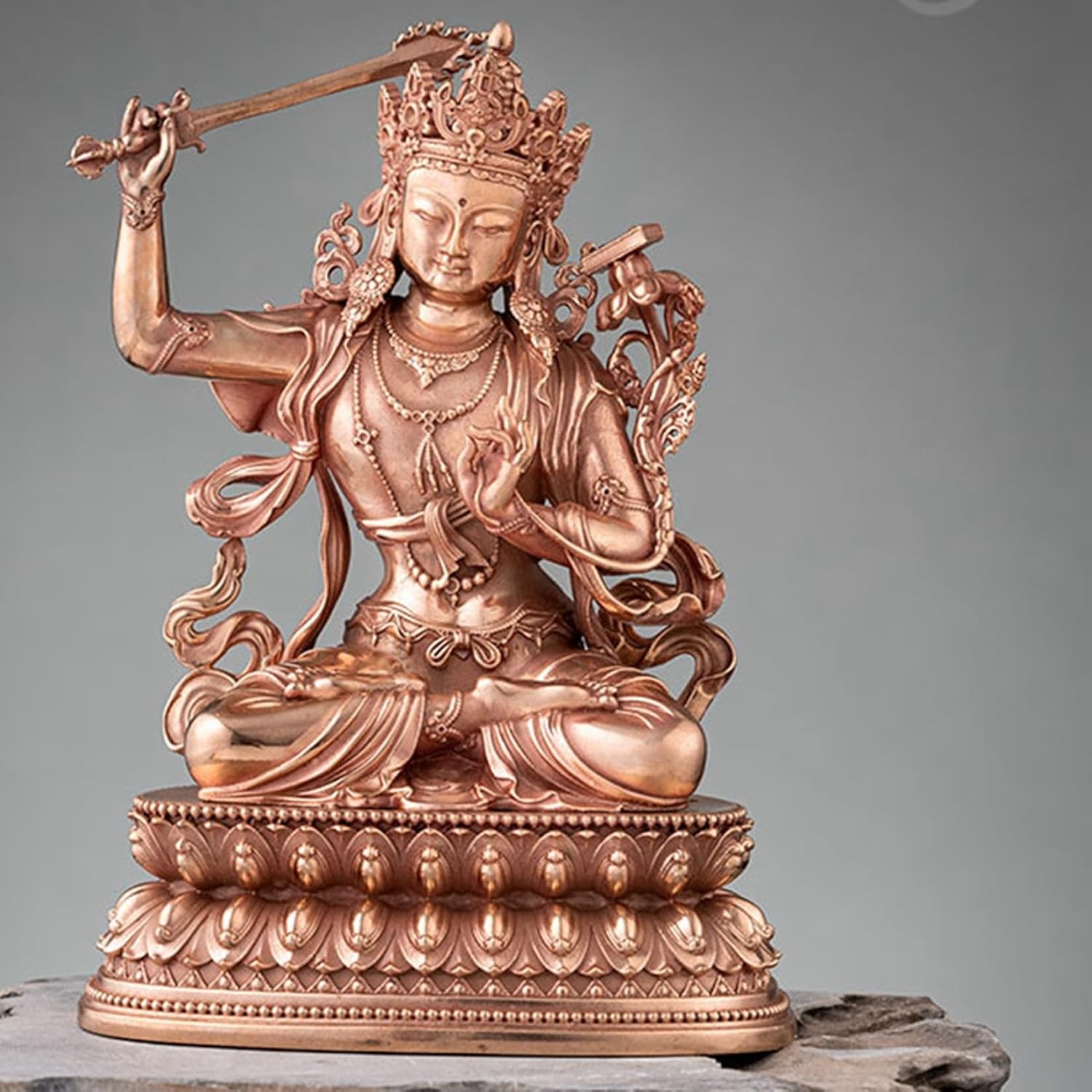 文殊菩薩 仏像 坐像 風水グッズ 縁起物 真鍮製 十二支守り本尊 銅製 仏壇仏像 坐像 オブジェ 置物 御守り 開運 祈る 厄除け 風水 守護仏 学業運 仕事運 仏教用品 家 お年寄り 母の日 お祝い