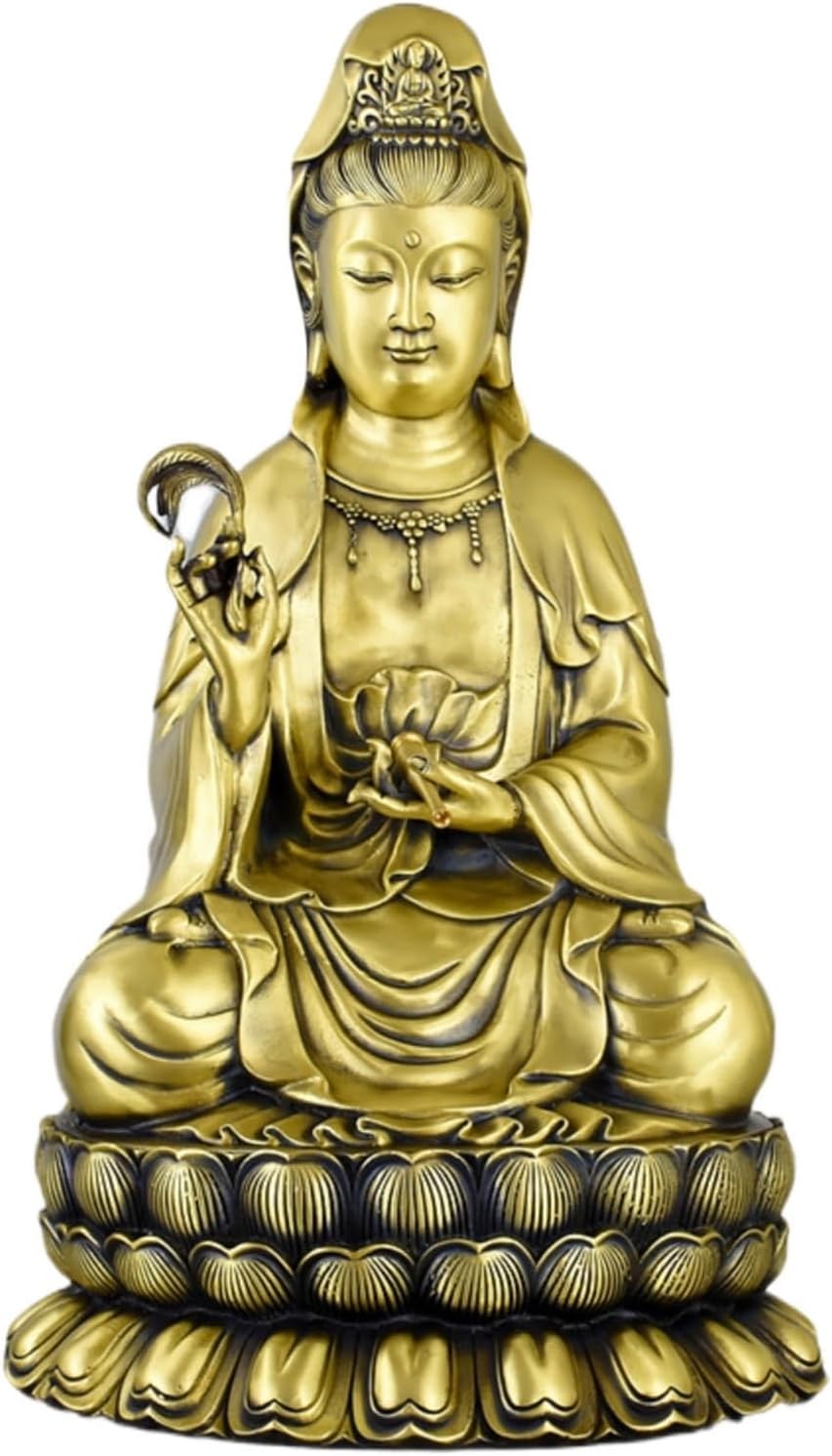 観音菩薩 仏像 観音像 飾りつけ 観音様の仏像 銅製 座像 風水グッズ 縁起物 祈る 手当て 南太平洋観音菩薩 開運グッズ 金運祈とう 意地悪さ除け 斎戒もく浴 室内装飾 聚寶盆を贈り 仏教備品 差し上げ物 お年老い 敬老