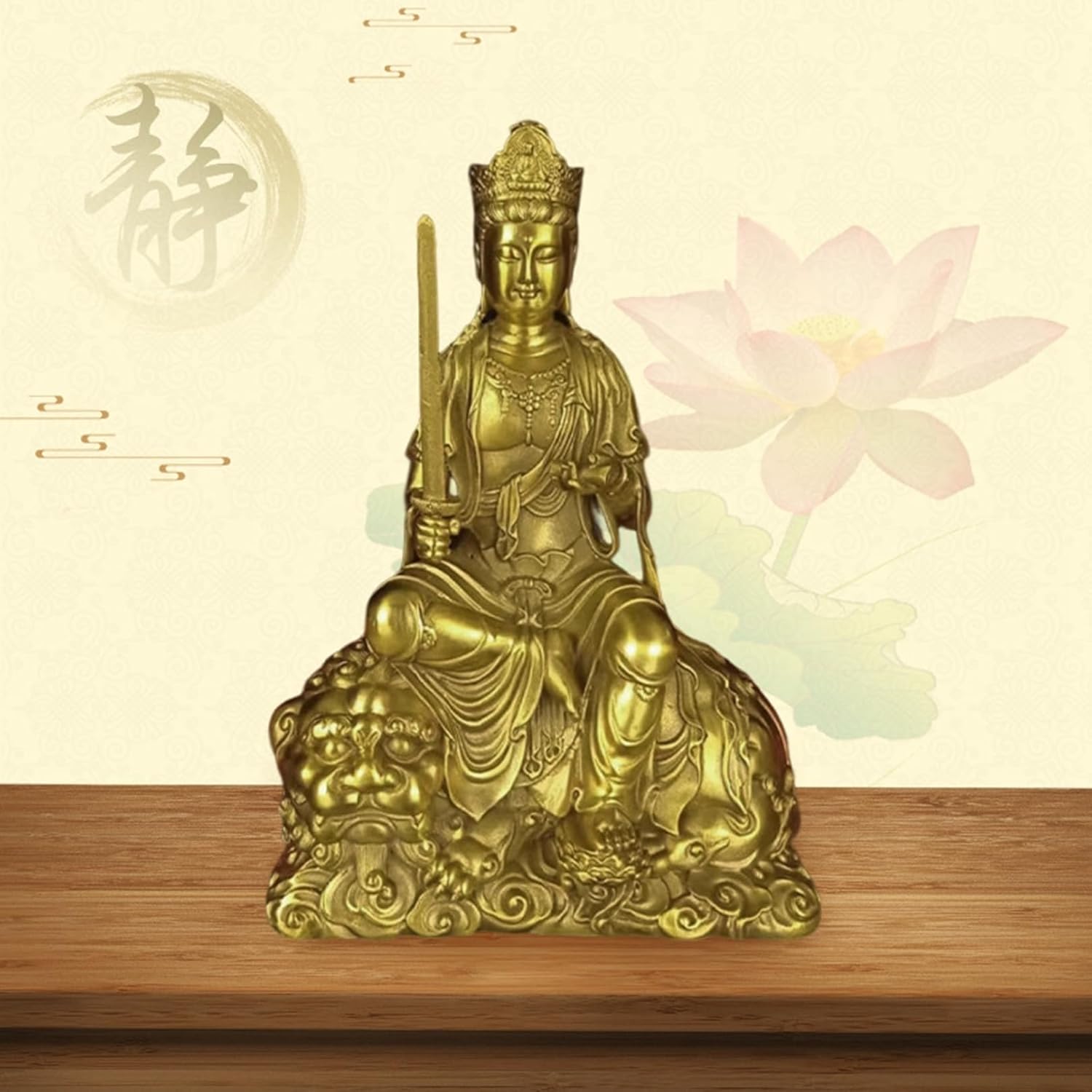 普賢菩薩 文殊菩薩 仏壇仏像 金管楽器製 風水グッズ 座像 飾りつけ 縁起物 芸術品 意地悪さ除け 厄除け 開運グッズ 暮らし向き引きあげる 富と仕合わせ 仕合わせ 御役目運 祈とう 手当て 差し上げ物 儀式用 不死化日 文殊菩薩 壱