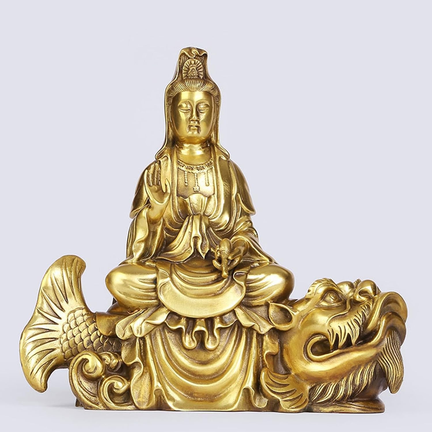 観音菩薩仏像 仏壇仏像 縁起物 観音像 風水グッズ 置物 彫像飾り 仏教道教工芸品 商売繁盛祈願 開運グッズ 富と幸運 真鍮製 風水アイテム プレゼント ギフト 仏壇供奉 記念日 結婚式 オフィス 銅|Funny Life 店